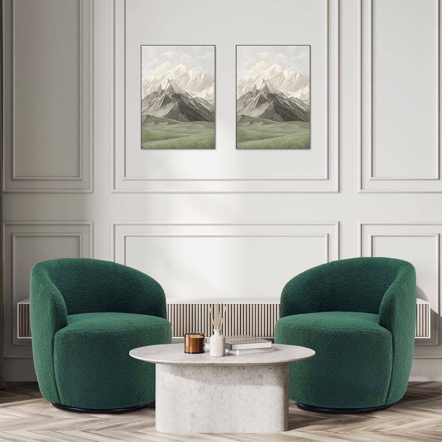 Set of 2 Swivel Chair, Swivel Barrel Accent Sofa Chair, Modern Teddy Fabric Club 360 Degree Swivel Chair, Small Leisure Arm Chair for Nursery, Living Room, Hotel, Bedroom, Office, Lounge, Blue