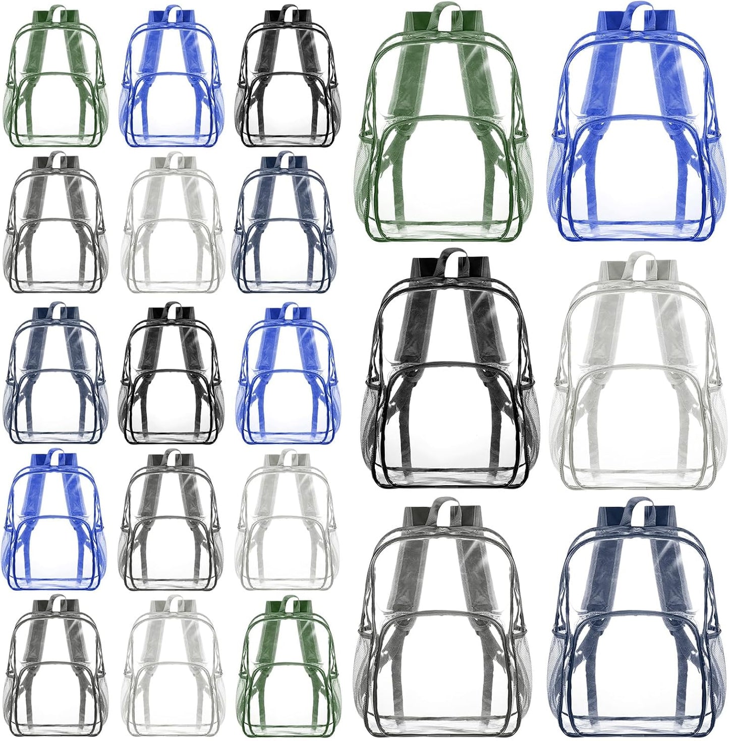 Amylove 48 Pcs Clear Backpack for Stadium Events Heavy Duty PVC Transparent Bookbag for College Workplace Security (15 Inches,Black)