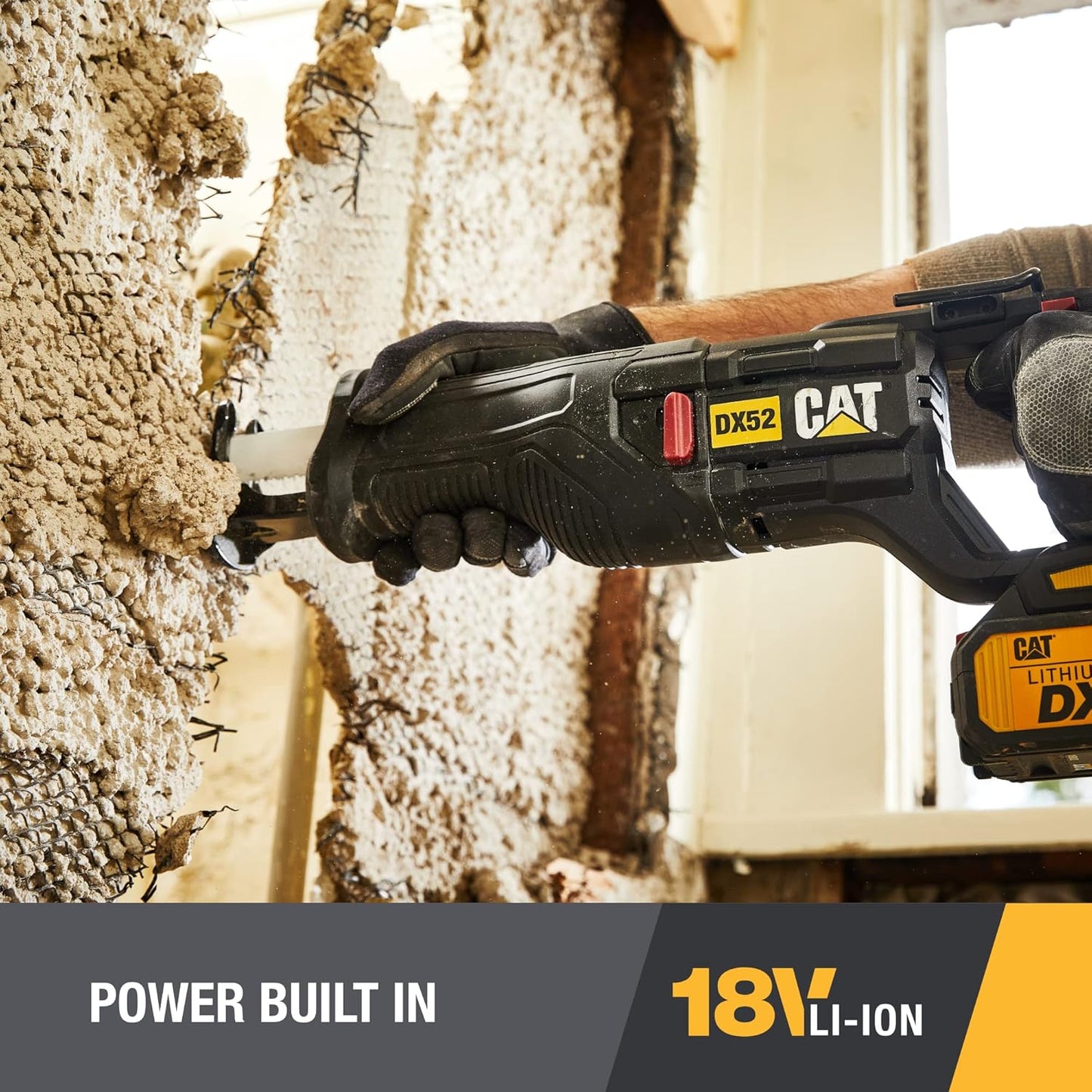 Cat DX52 18V Cordless Reciprocating Saw with 3000 SPM Variable Speed, Lightweight Brushless Saw, Cordless with Tool-Free Blade Change Battery & Charger Included
