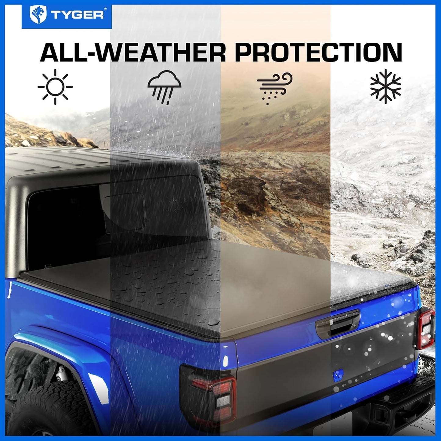 Tyger Auto T3 Soft Tri-fold Truck Bed Tonneau Cover Compatible with 2020-2024 Jeep Gladiator JT | 5' (60") Bed | TG-BC3J1060