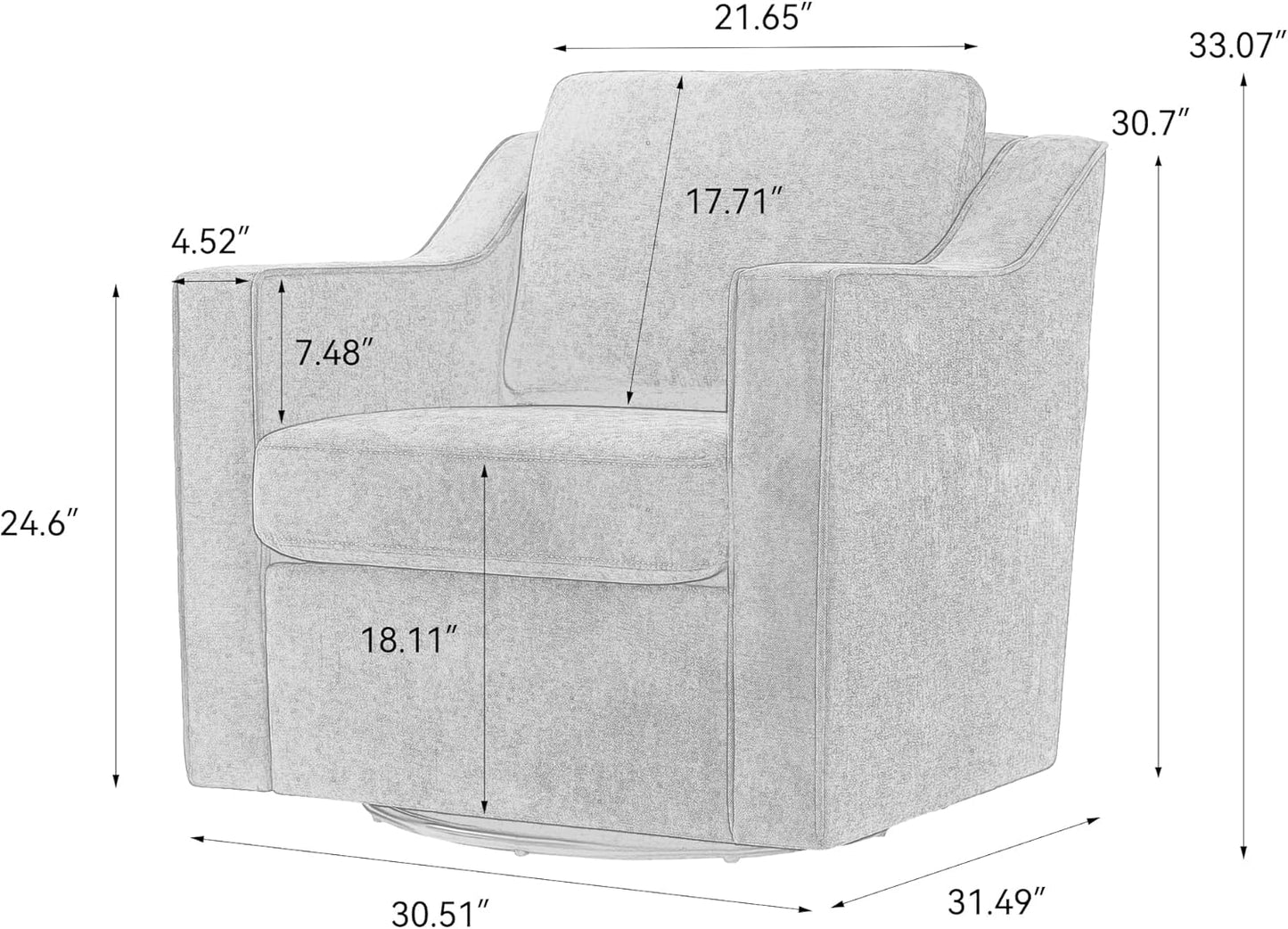 UIXE Swivel Accent Chair Set of 2, Chenille Upholstered Arm Chair for Living Room, Modern Club Armchair Comfy Single Sofa Bedroom Reading Seat with Lumbar Pillow - Coffee