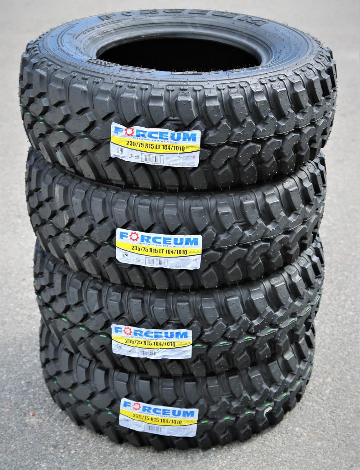 Set of 4 (Four) Forceum M/t 08 Mud Off-Road Light Truck Radial Tires-Lt235/75R15 235/75-15 104/101Q Load Range C Lrc 6-Ply BSW Black SideWall