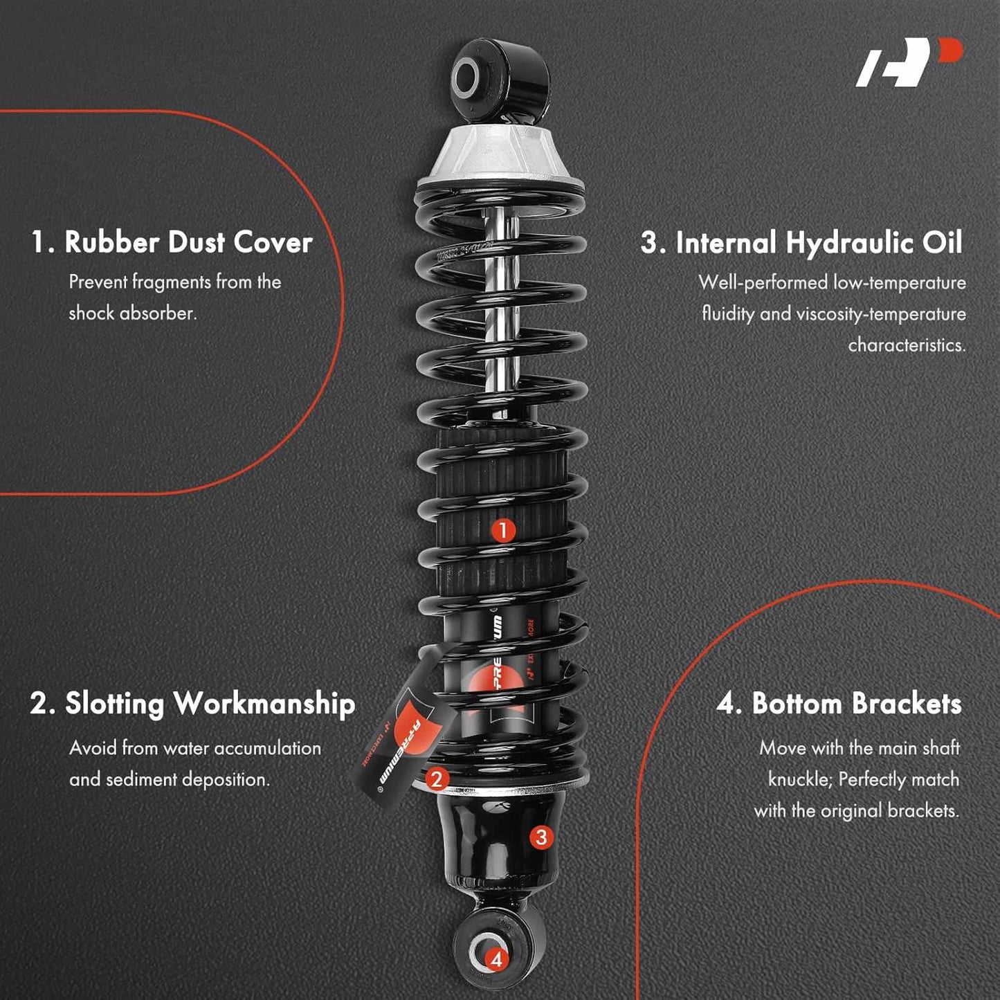 A-Premium Rear Pair (2) Load Adjusting Shock Absorber Compatible with Dodge Grand Caravan 2008-2020 & Chrysler Town & Country 2008-2016 & Volkswagen Routan 2009-2014 & Ram C/V 2012-2015