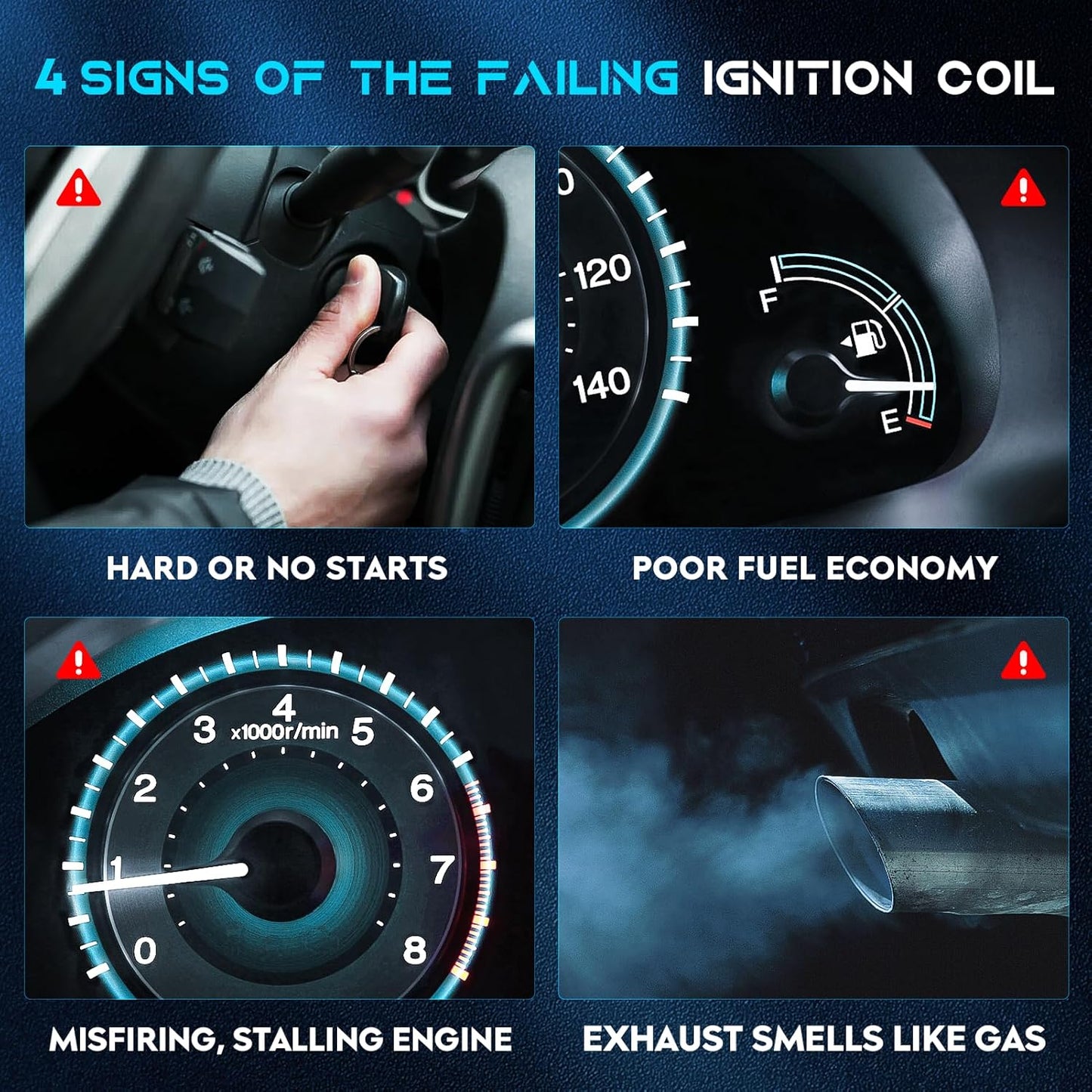 Set of 4 Ignition Coil Pack 2.2L 2.5L Compatible with 2012-2020 Mazda 3, 2016-2019 CX-5, 2014 Mazda 6, 2019 CX-5, 2016-2018 MX-5 Miata Replace UF656 5C1894 C1837 GN10625