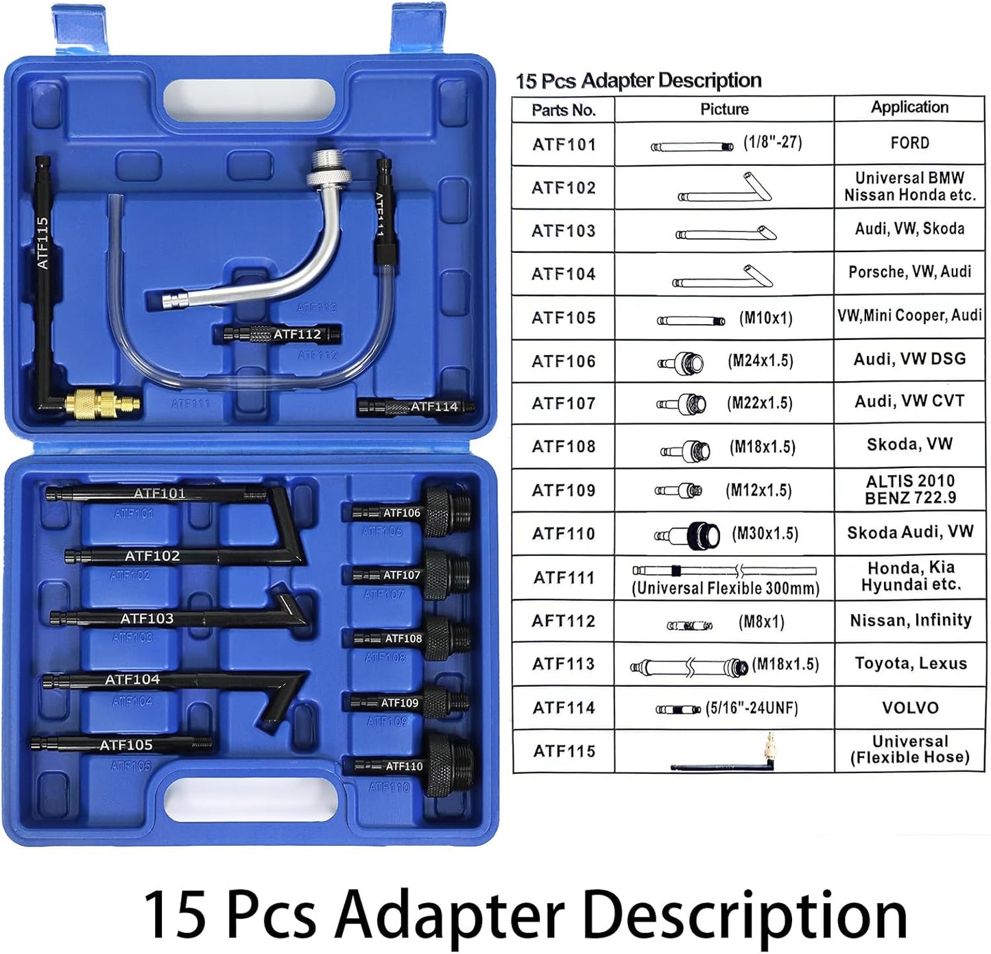 10L Transmission Fluid Pump and Oil Extractor Pump,10L Automatic Transmission Fluid Pump Fluid Extractor/Dispenser for ATF Filler System with 15 Pieces ATF Filler Adapters and 4 Hoses (BLUE, 10L)