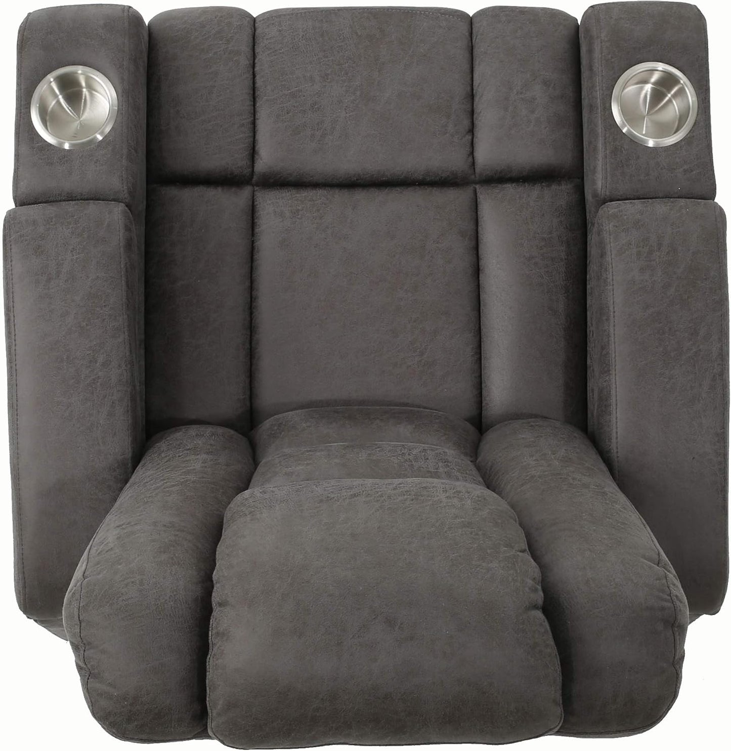 33" Wide Power Recliner Chair - Modern Recliner Chair with Arm Storage and USB, Reclining Sofa Chair for Adults, Overstuffed Cushions High Back Home Theater Seat for Living Room (Microfiber, Grey)