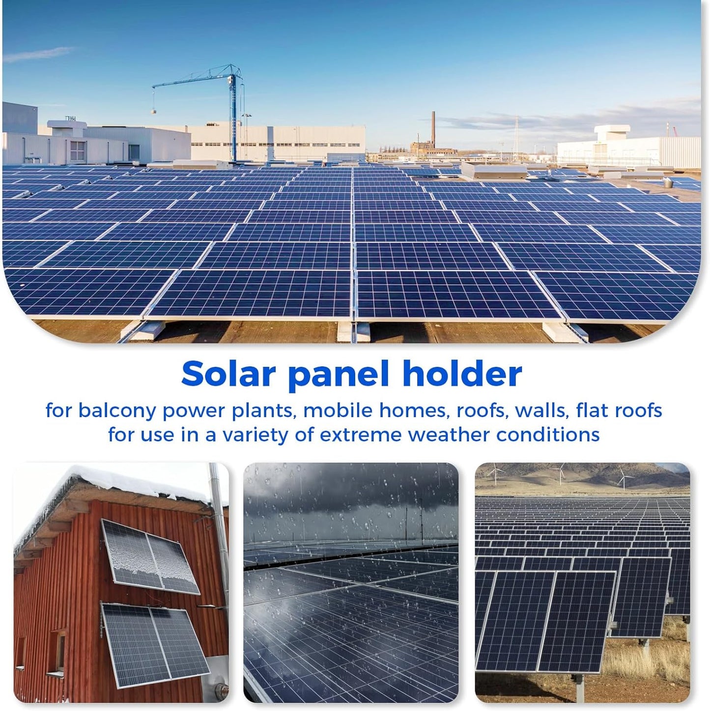 2 Set Adjustable Solar Panel Tilt Mount Brackets Aluminum Alloy Mounting Bracket Stand Systems Support 50W 70W 100W 150W 200W 300W 400W Panels for Roof/Boat/Flat Surface