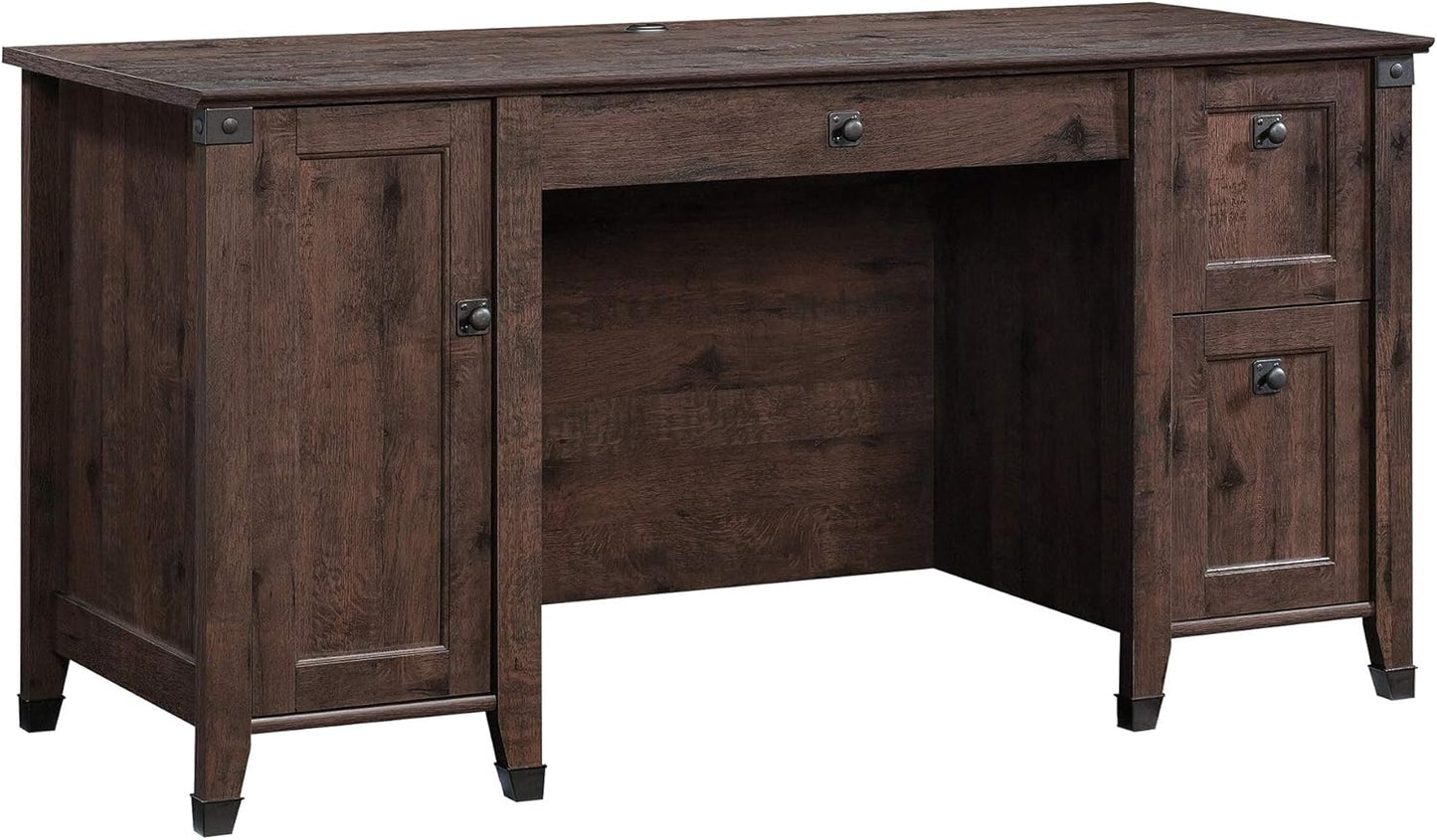 Sauder Carson Forge Rustic Vintage Computer Desk with Drawers Storage, 59.06" L x 23.47" W x 29.53" H, Washington Cherry