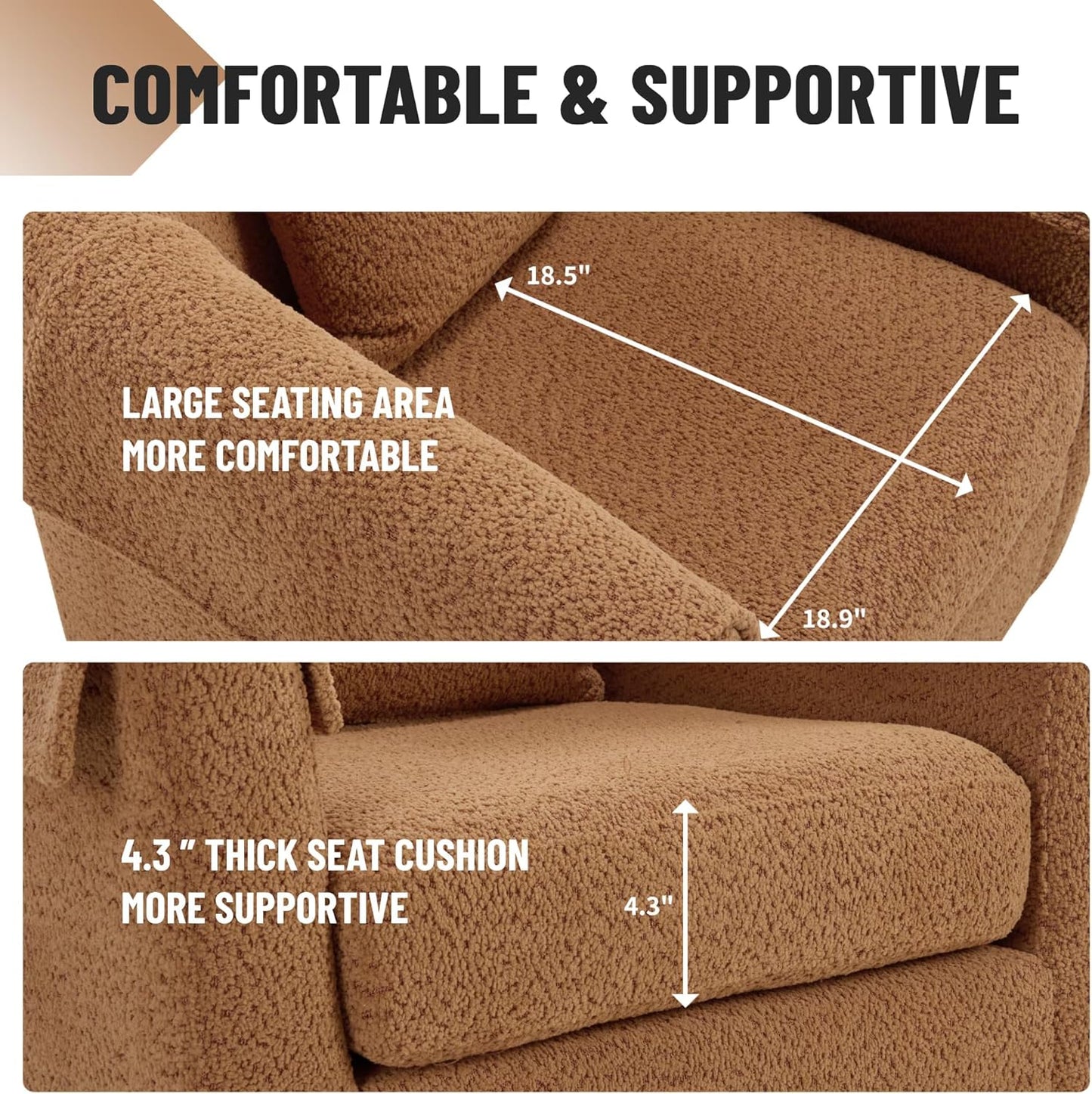 COMHOMA Swivel Accent Chair with Ottoman Set,Modern Chenille Barrel Armchair with Removable Back Pillow&2 Armrest Covers for Living Room,Bedroom,Office,Brown