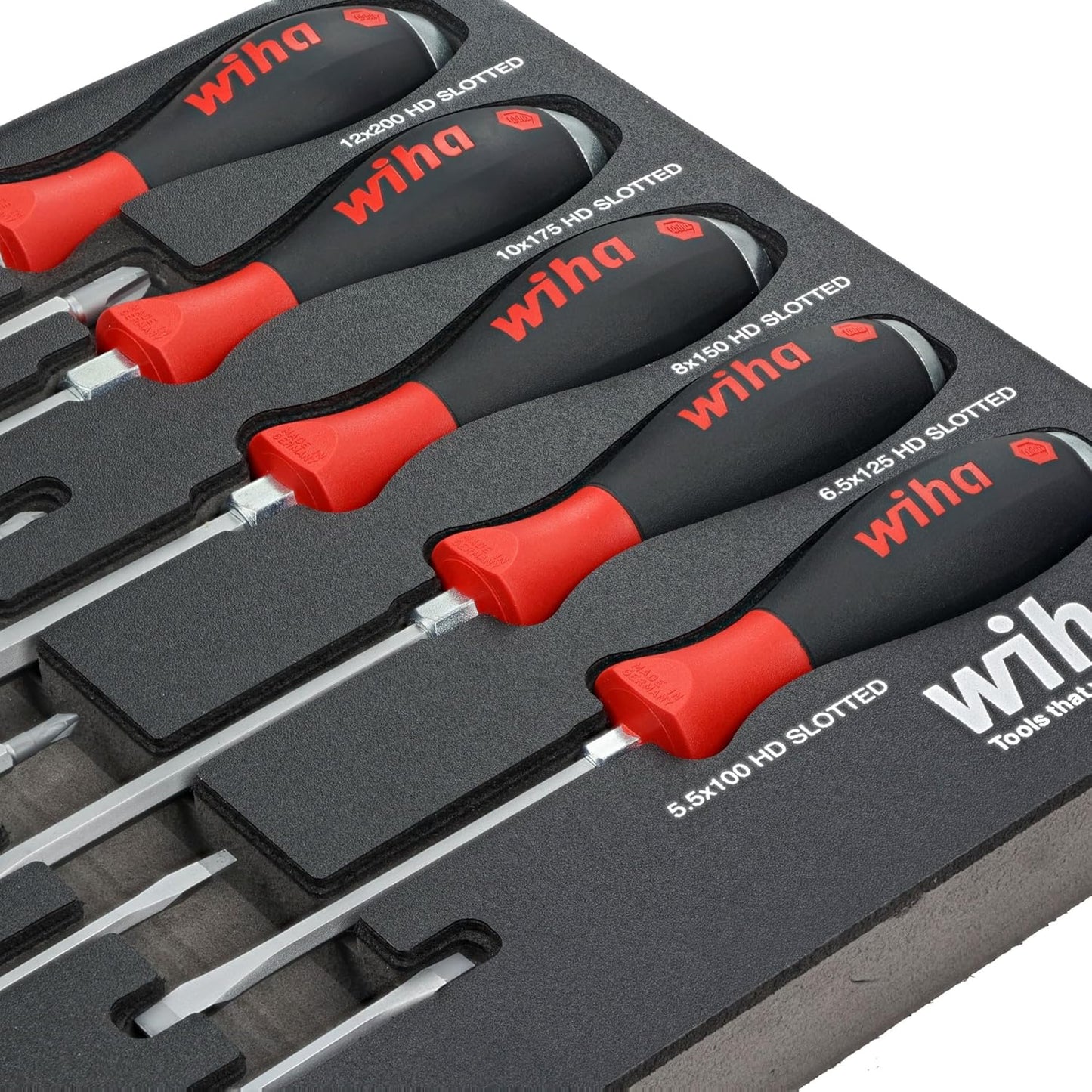 Wiha 53180 10 Piece SoftFinish XHeavy Duty Cushion Grip Screwdriver Tray Set
