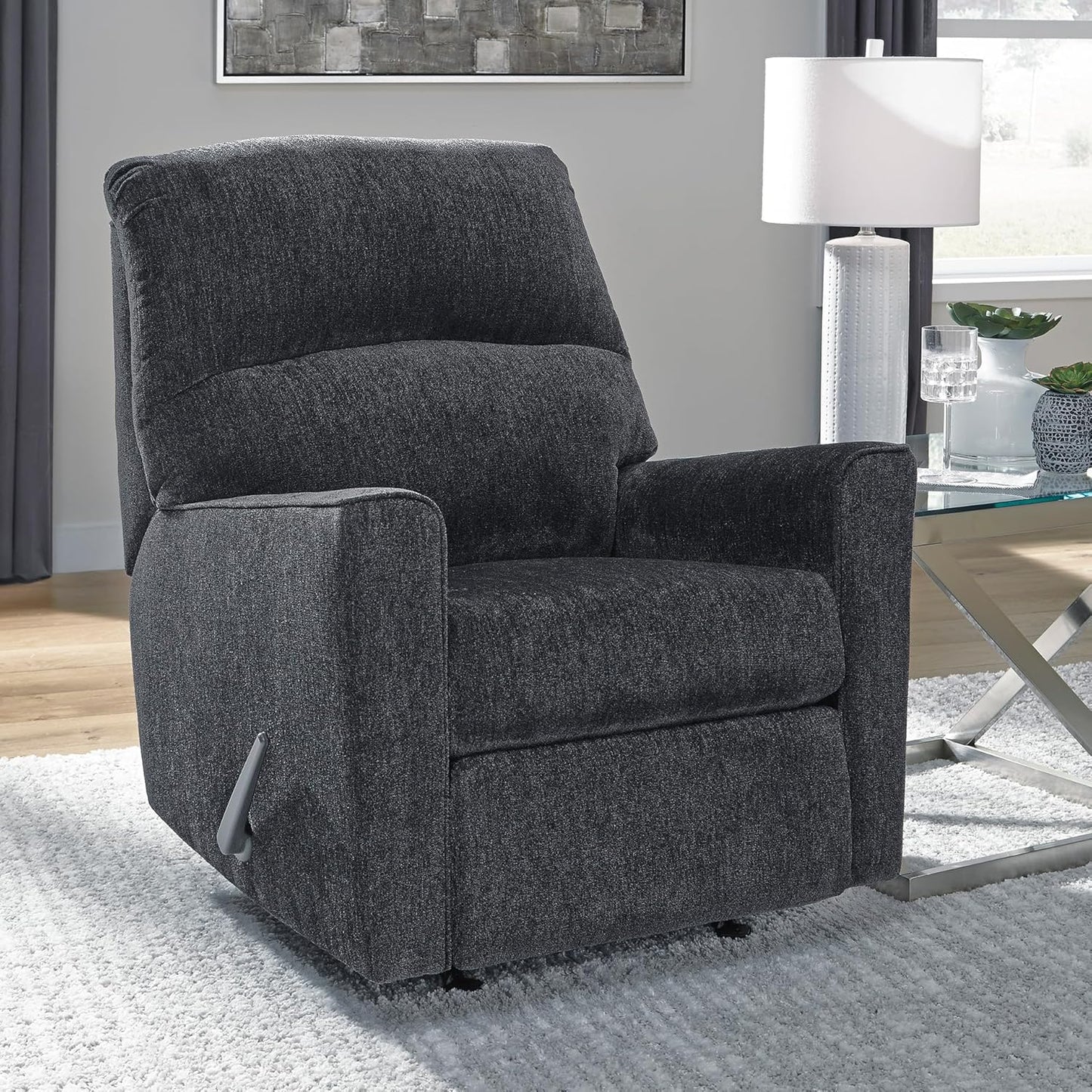 Signature Design by Ashley Altari Modern Nursery Manual Rocker Recliner, Light Gray