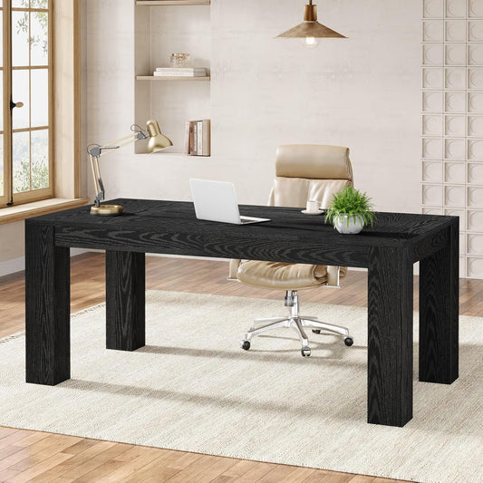 Tribesigns 63-Inch Executive Desk, Large Office Computer Desk, Simple Workstation Writing Table Study Table for Home Office, Black