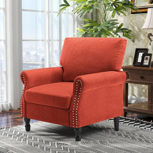 Accent Chair, High Back Upholstered Armchair with Solid Legs, Leisure Single Sofa Chair for Living Room, Bedroom, Home Office（Tangerine，All Senson）