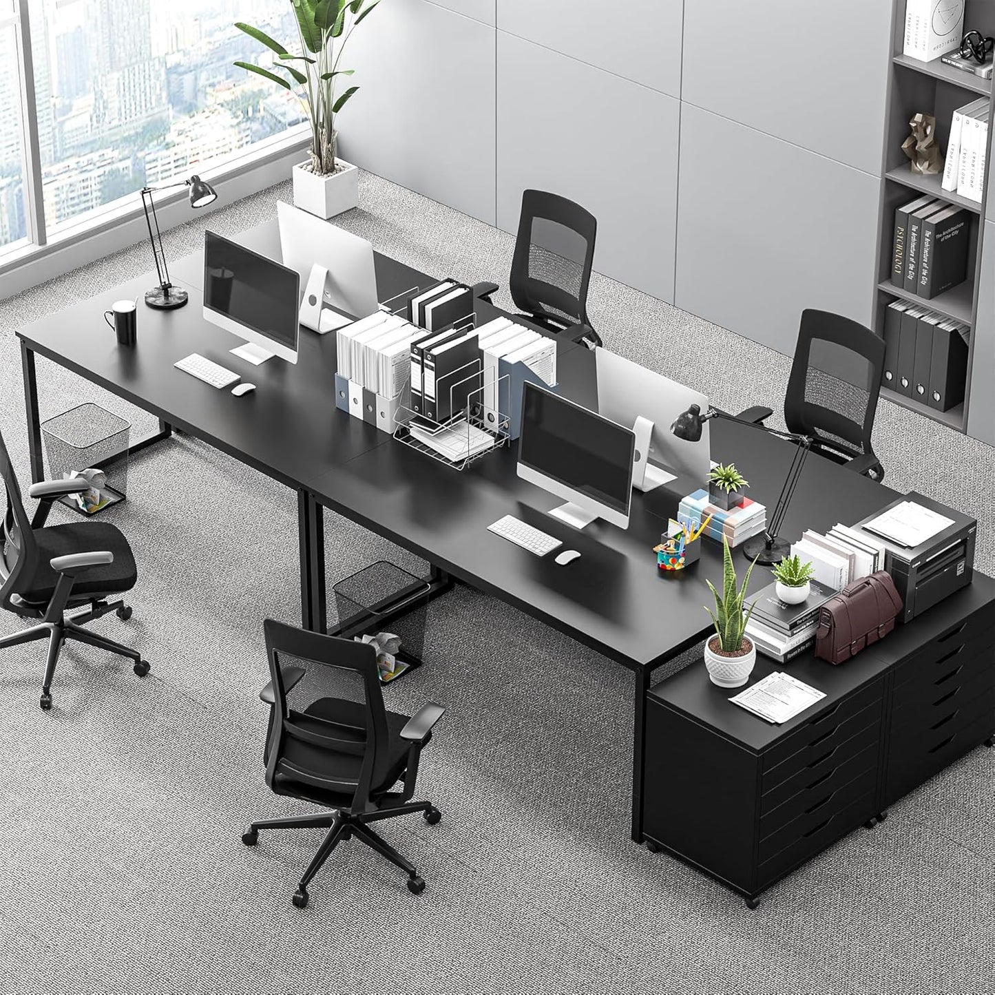 ZenStyle Computer Desk 55" Large Office Desk Computer Table Laptop PC Simple Study Writing Desk for Home Office, Black