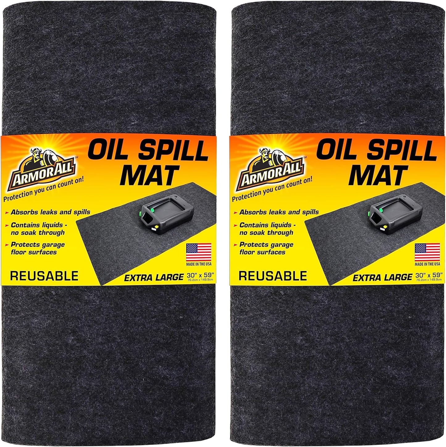 Armor All Premium Original Small Vehicle Garage Floor Mat, (8'4” x 7'4"), Protects Surfaces, Transforms Garage, Absorbent/Waterproof/Durable (Includes Double Sided Tape) (USA Made) (Charcoal)