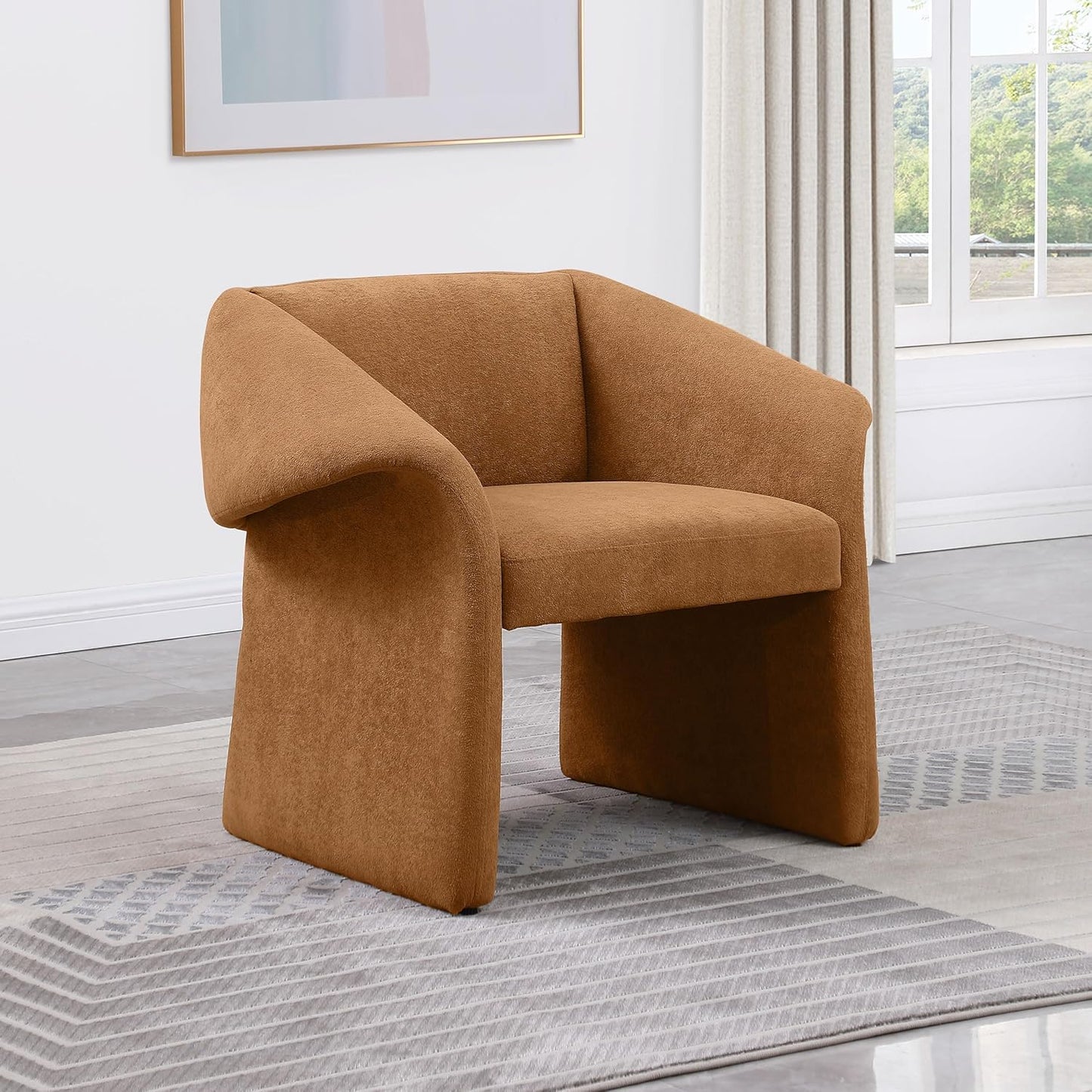 Coaster Home Furnishings - Ramsey - Wood and Fabric - Upholstered Accent Chair with Curled Arms, Boxed-Edge Seat Cushion and Low Back - Living Room - Honey - 907523