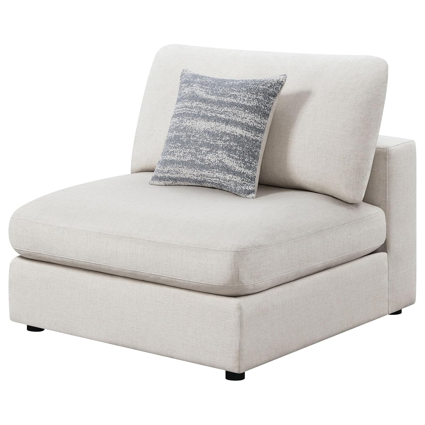 Coaster Home Furnishings - Serene - Wood - Upholstered Armless Accent Chair with Reversible Cushions, Thick Back Pillow and Transitional Style - Living Room - Beige - 551321