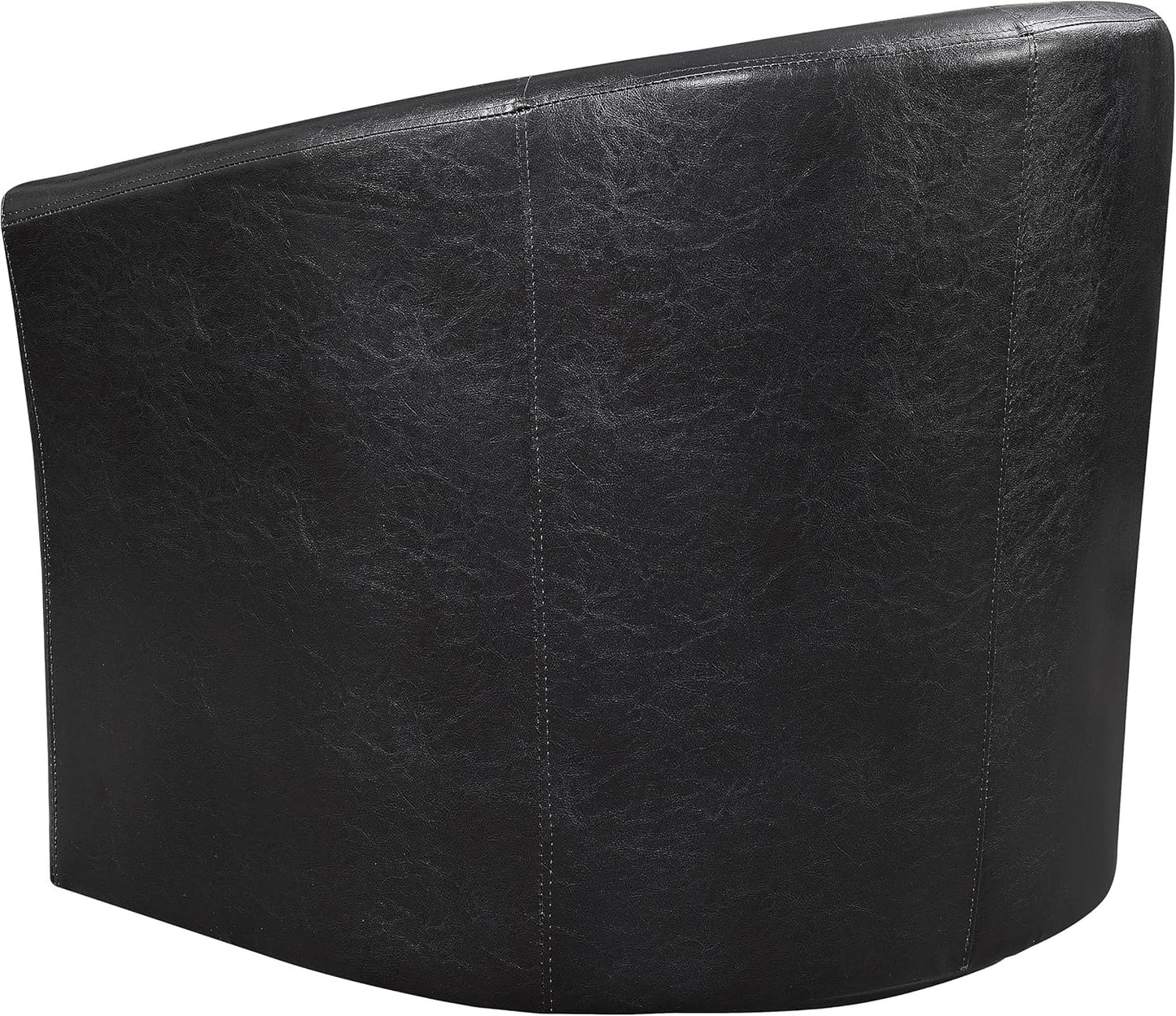 Coaster Home Furnishings - Turner - Upholstered Barrel Back Swivel Chair with Dark Brown Leatherette, Foam Cushion and Swivel Base - Living Room - Dark Brown - 902098