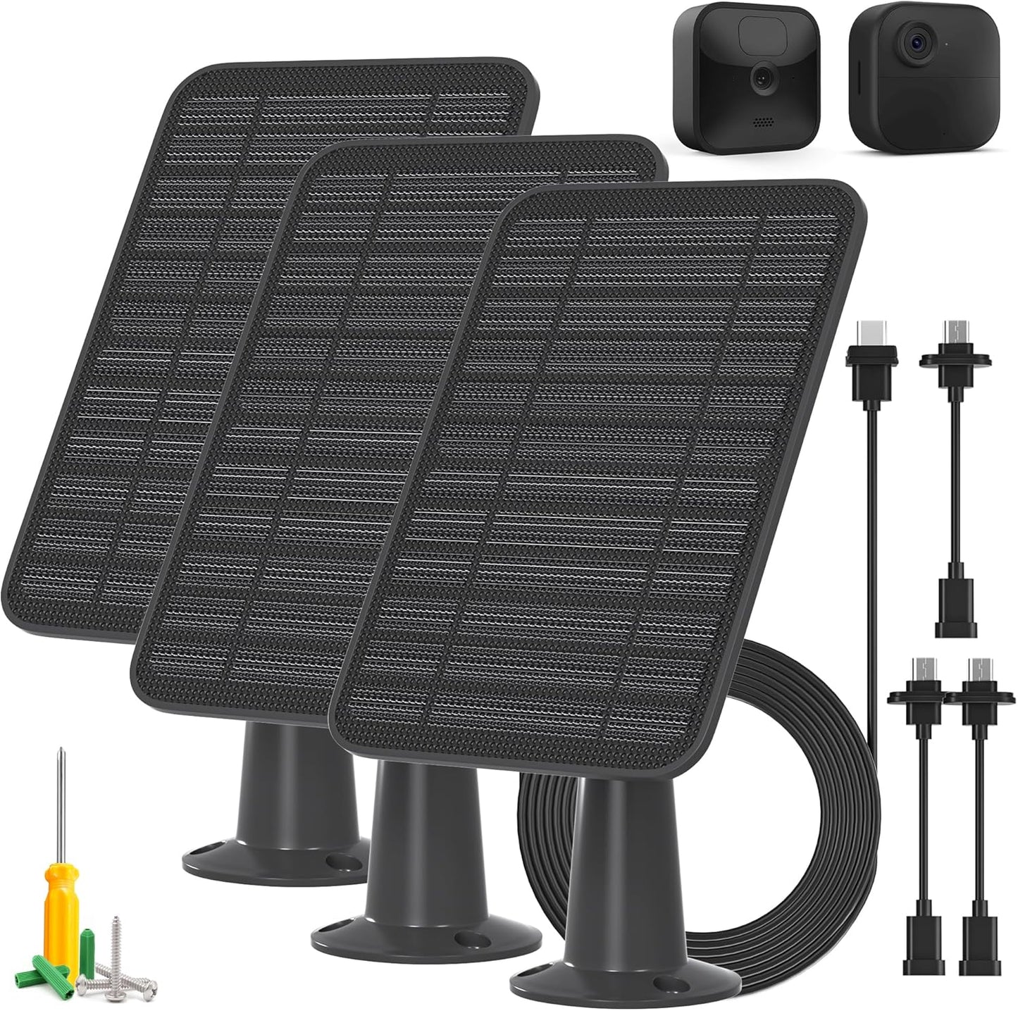 5W Solar Panel Compatible with Blink Outdoor 4(4th Gen)/Blink Outdoor(3rd Gen) XT3 & Blink XT2/XT Camera, Blink Solar Panel Charger with 13.1ft Cable Rubber Plug, IP65 Waterproof, Secure Mount, 4 Pack