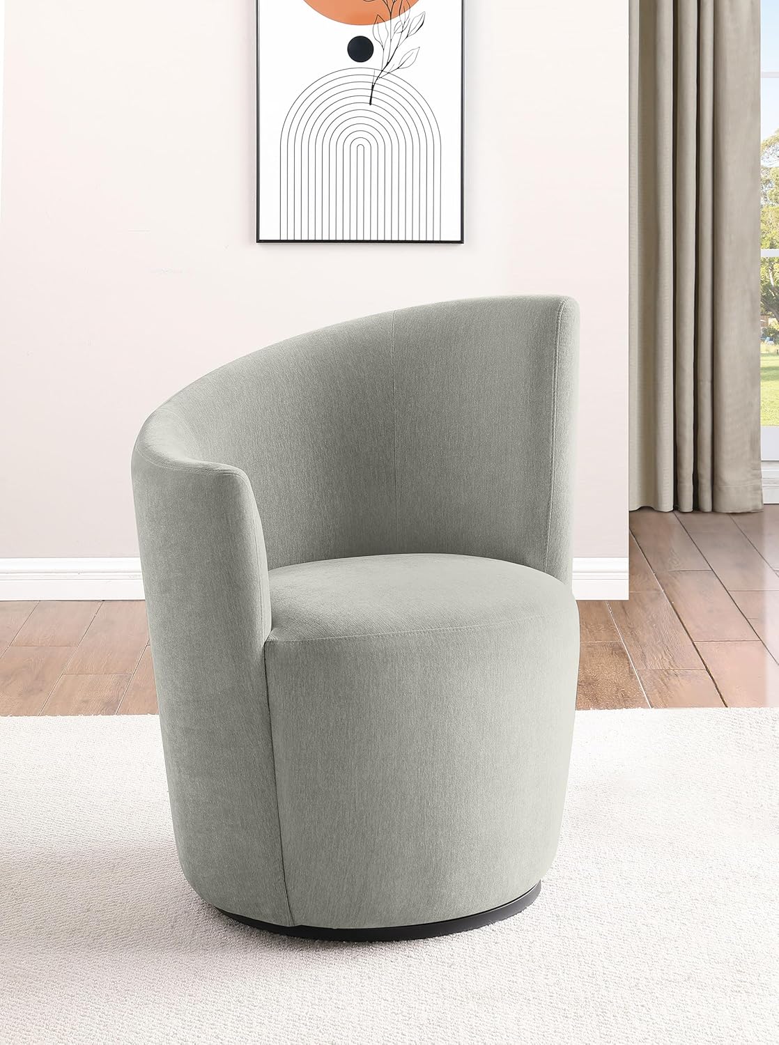 Coaster Home Furnishings - Nueva - Wood - Upholstered Swivel Accent Chair with Curved Backrest, Cushioned Seat and Contemporary Style - Living Room - Dove Grey - 907527