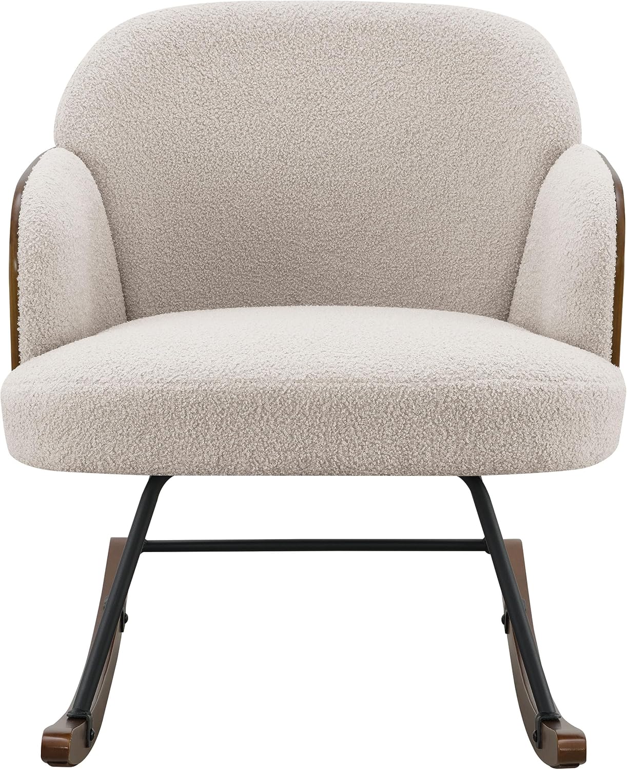 Coaster Home Furnishings - Paige - Wood - Upholstered Rocking Chair with Boucle Fabric, Metal Legs and Foam Seat - Living Room or Nursery - Beige - 602625