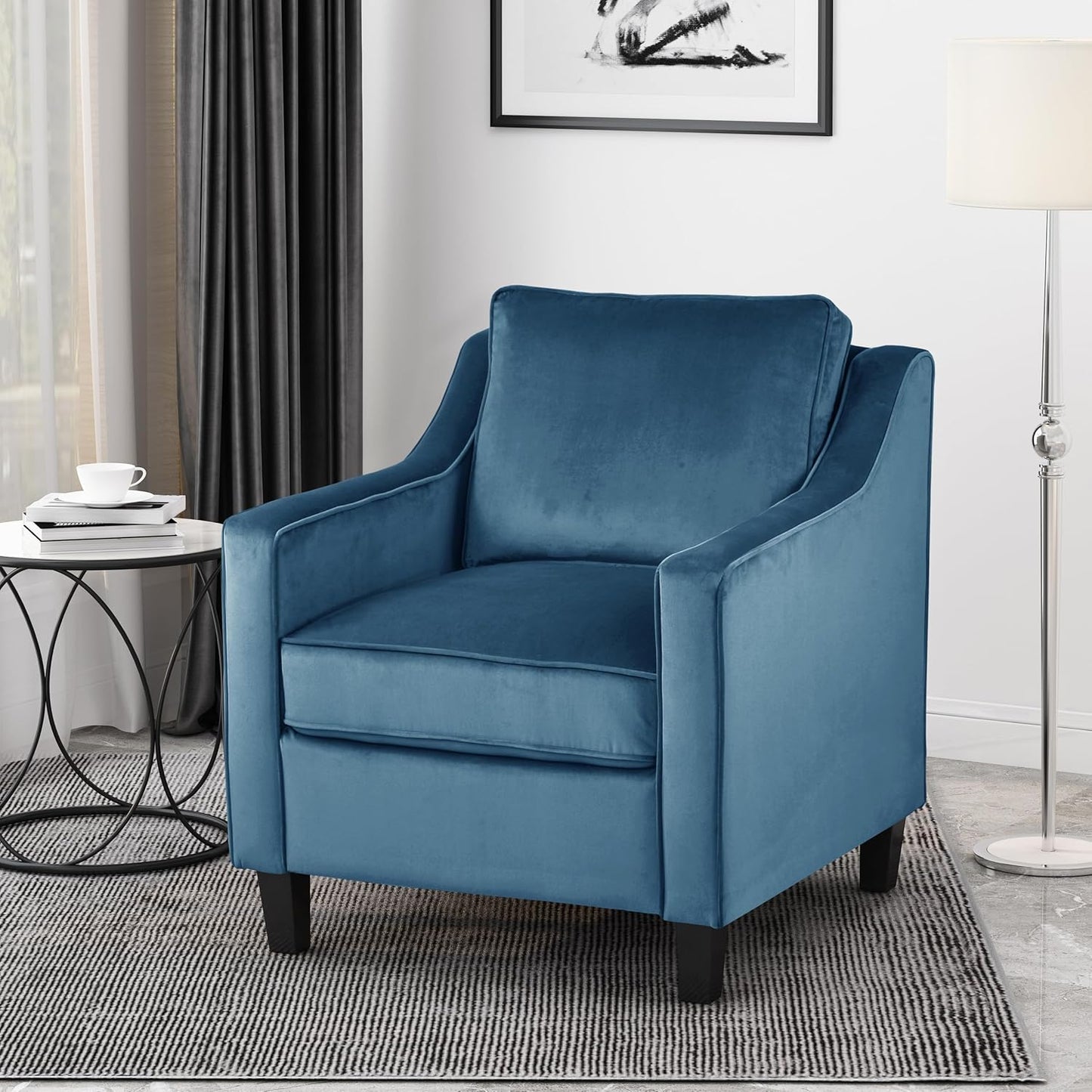 Christopher Knight Home Rachel Contemporary Velvet Club Chair, Blue, Dark Brown