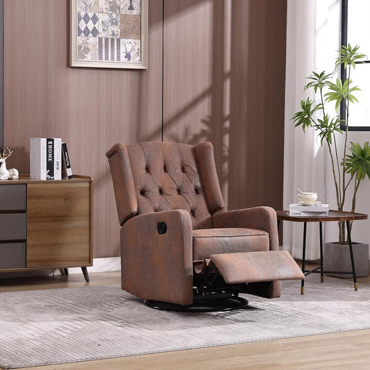 Rocking Recliner Chair,360 Degree Swivel Nursery Rocking Chair,Glider Chair,Modern Small Rocking Swivel Recliner Chair for Bedroom,Living Room Chair Home Theater Seat (Coffee)