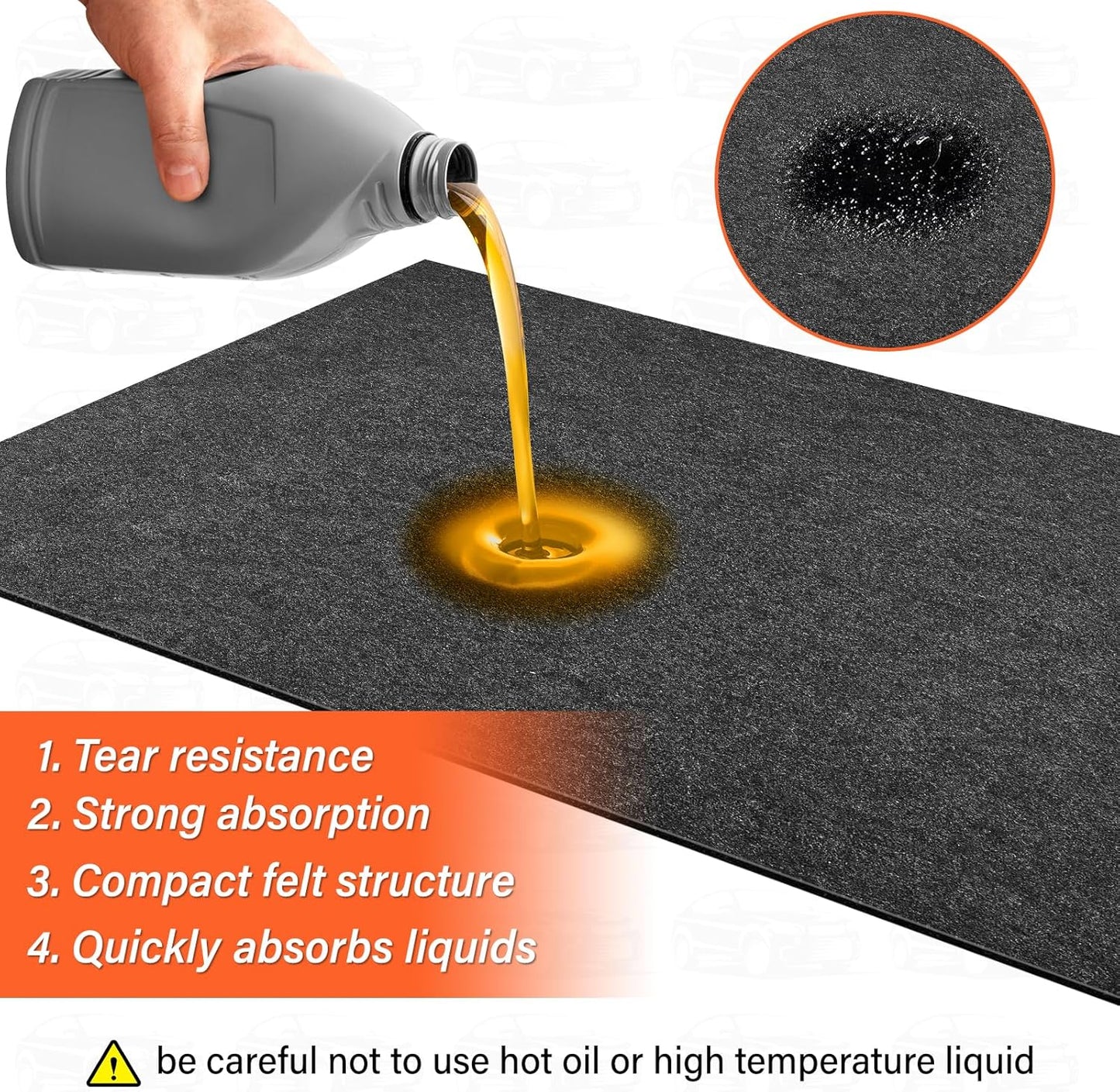 17 x 7.6FT Extra Large Garage Floor Mat, Premium Oil Leaks Absorbent Oil Spill Mat,Waterproof Backing Garage Mat,Reusable, Washable, Protects Floor from Spills, Drips, Splashes and Stains