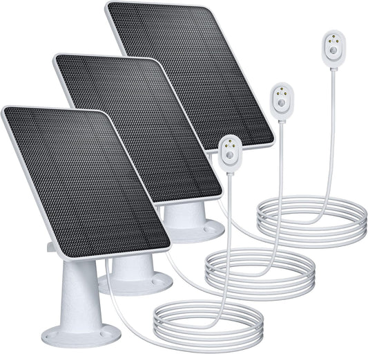 Upgraded Solar Panel Charging Compatible with Pro 5S, Arlo Pro 4, Pro 3, Pro 3 Floodlight, Ultra 2, Ultra, 4W Solar Panel with 9.8ft Charging Cable, IP65 Waterproof, Includes Secure Wall Mount, 3 Pack