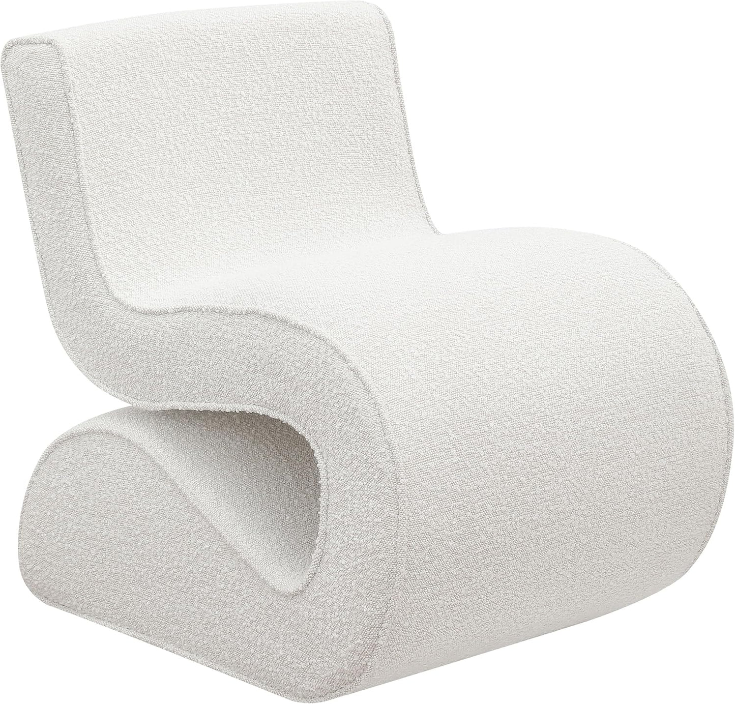 Coaster Home Furnishings - Ronea - Boucle Upholstered Armless Curved Accent Chair with Sinuous Form, Padded Seat and Thick Foam Cushion - Living Room - Cream - 903154