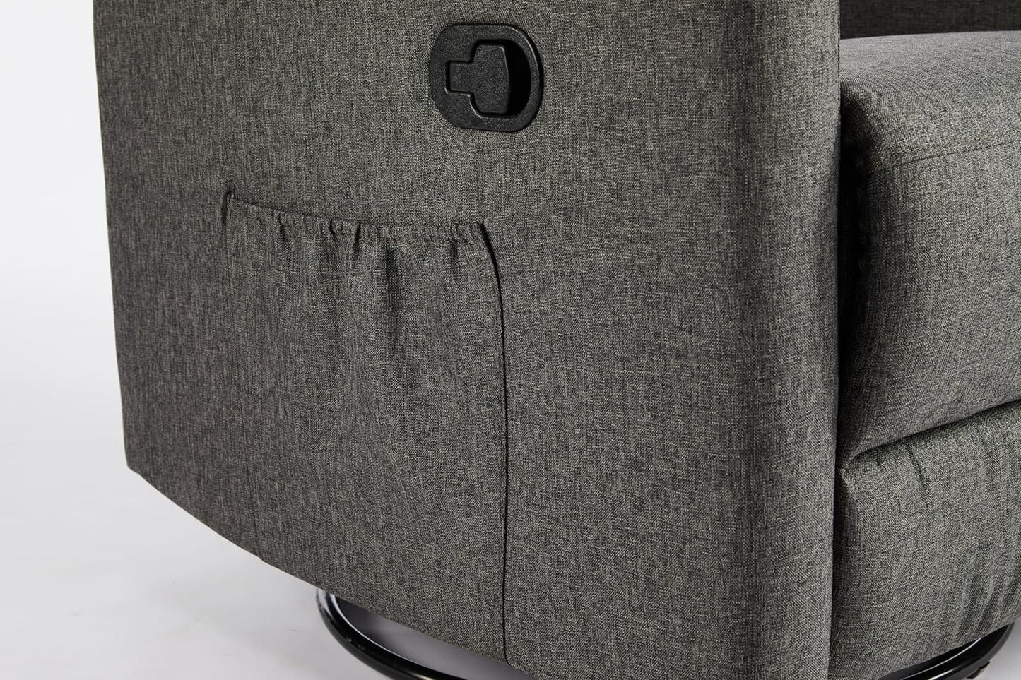 Rocking Recliner Chair with Large Footrest, Stain-Resistant Faux Leather Recliner Rocker, Office, High Back, Single Sofa Recliner for Living Room, Upholstered Deep Seat, Grey