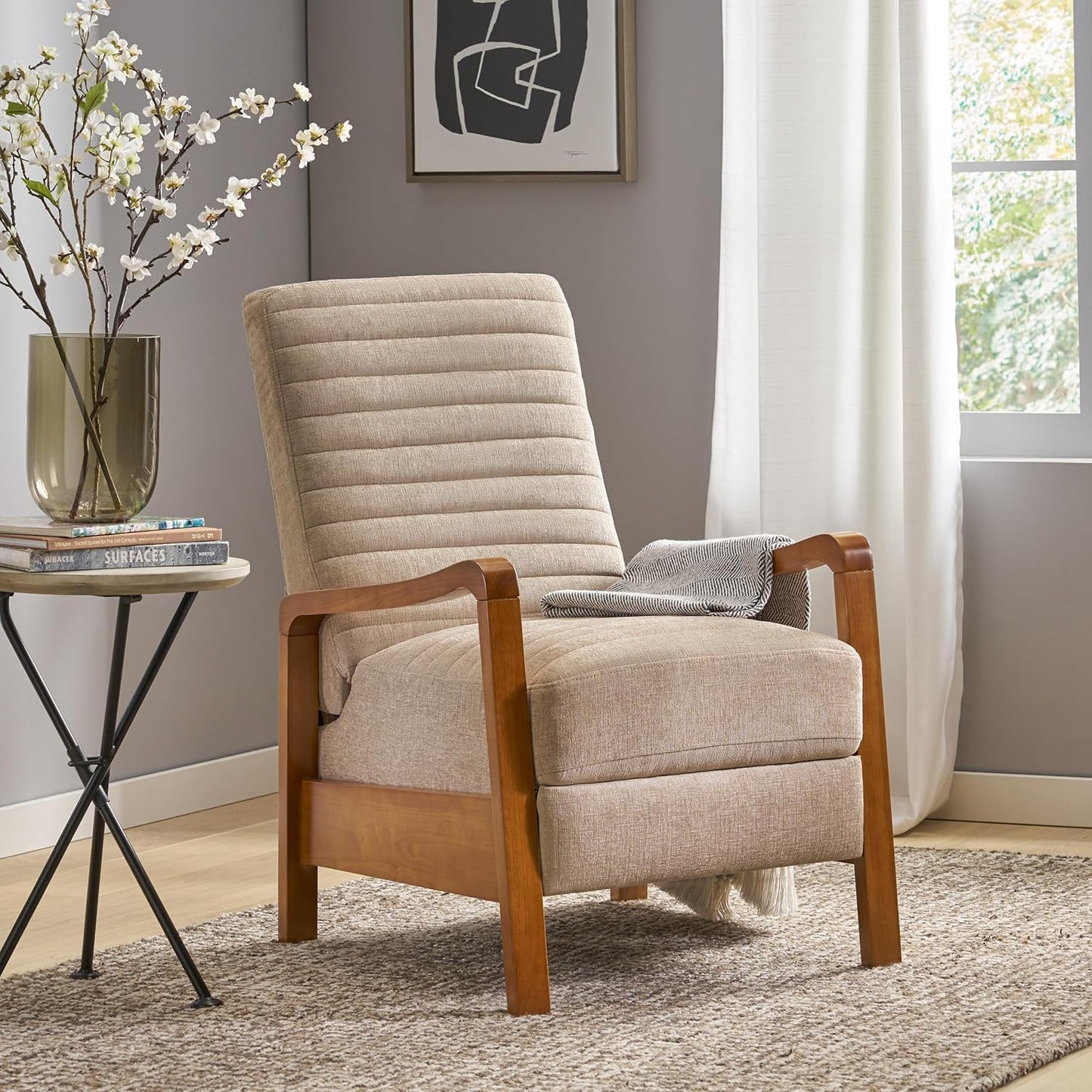 Christopher Knight Home Recliner Chair, Club Recliner, Reclining Sofa, Upholsterd Armchair, Recliner Chair with Adjustable Stitching Backrest, Reading Chair for Living Room, Home Rest, Sand