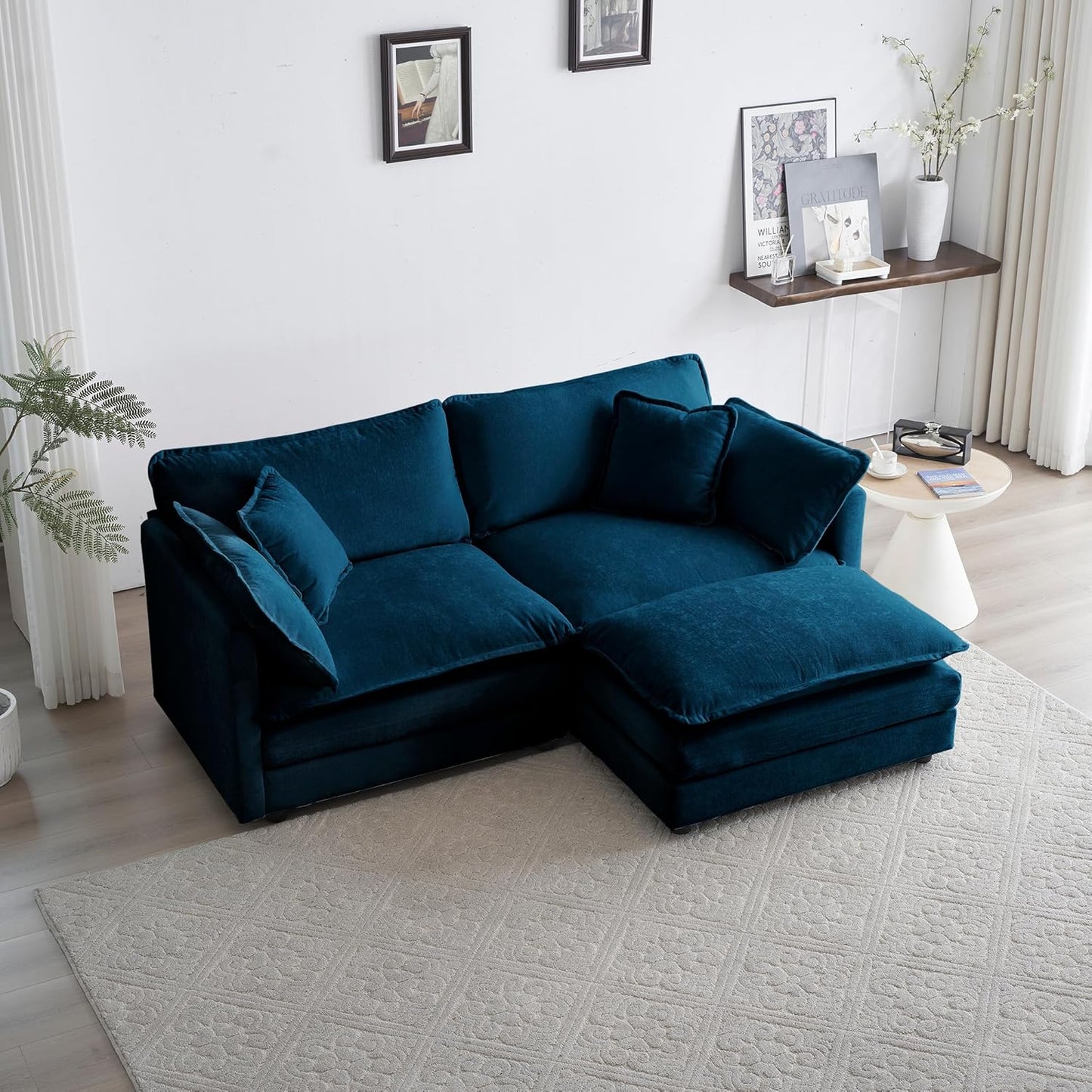 WILLIAMSPACE 41" Single Sofa Chair, Modern Upholstered Armchair with 1 Toss Pillow, Small Cream Couch Chair for Living Room, Deep Seat Reading Sofa for Bedroom Apartment, Chenille Fabric (Cream White)