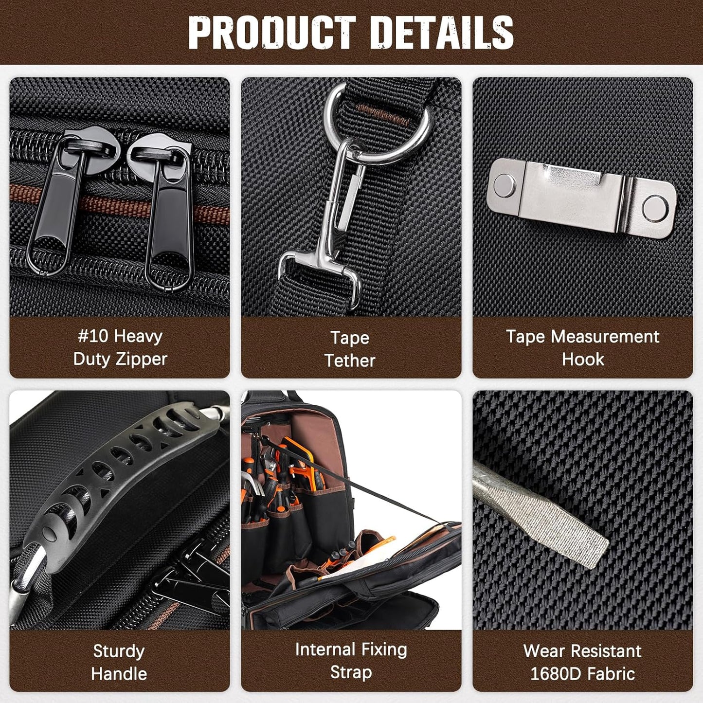 Rolling Tool Backpack Heavy Duty, 43 Pockets Tool Backpack with Wheels, Rolling Tool Bags for Men with Retractable Handle, 1680D Tool Bag with Wheels for Electrician Construction Worker Mechanic HVAC