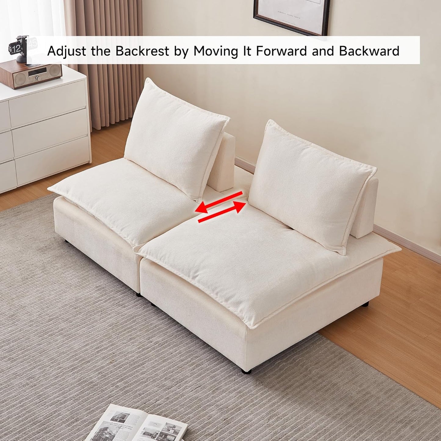 34.64" Modern Accent Chair with Ottoman, Chenille Fabric Living Room Chair, Comfy Reading Chair, Leisure Single Sofa Chair with Footrest for Apartment, Bedroom and Office