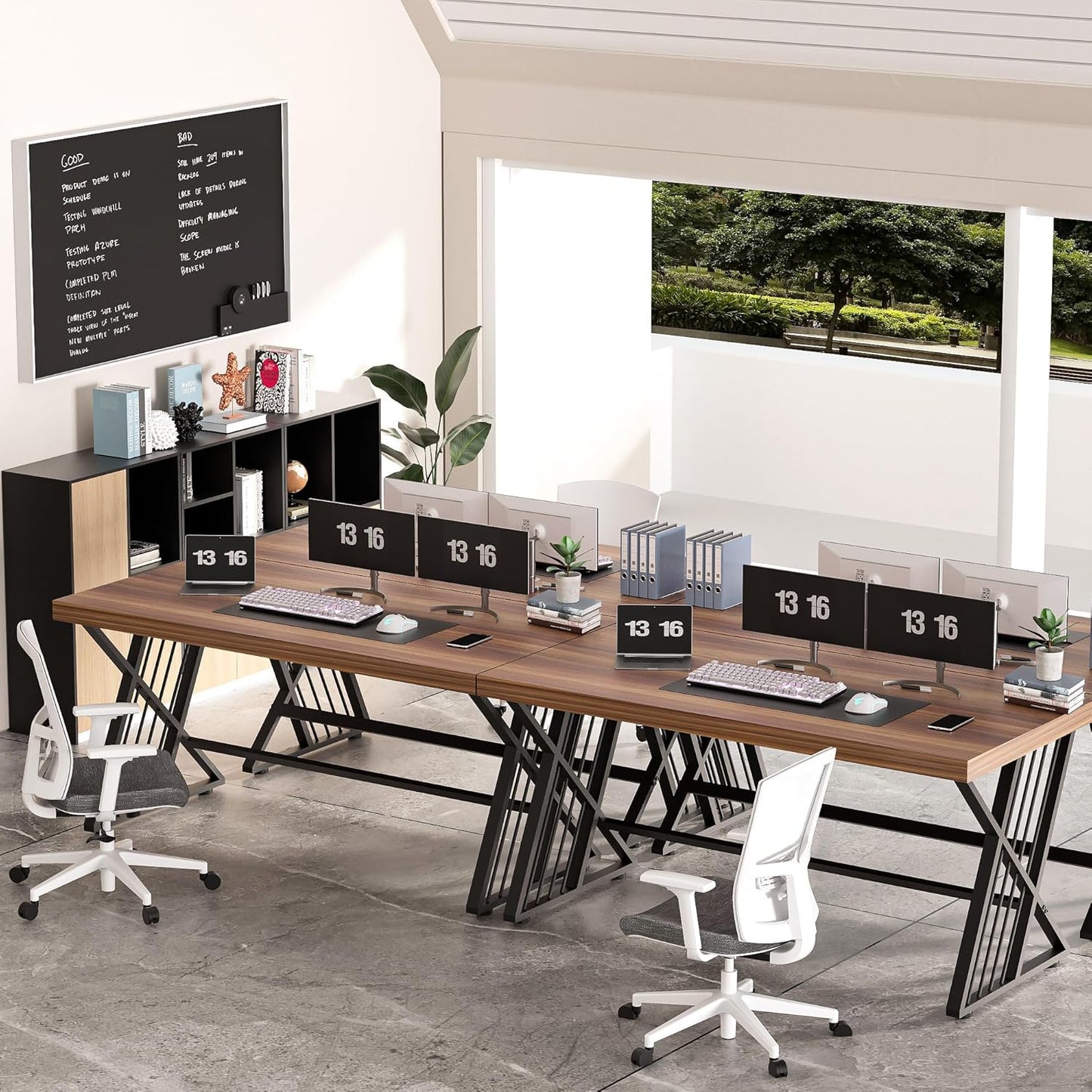 YOHKOH 59" Home Office Desk, Extra-Wide 23.6" Workspace with 1.38IN Thick Top, Heavy-Duty Z-Shaped Carbon Steel, 10-Min 2-Person Assembly, for Executive/Office/Home Study, Walnut Brown