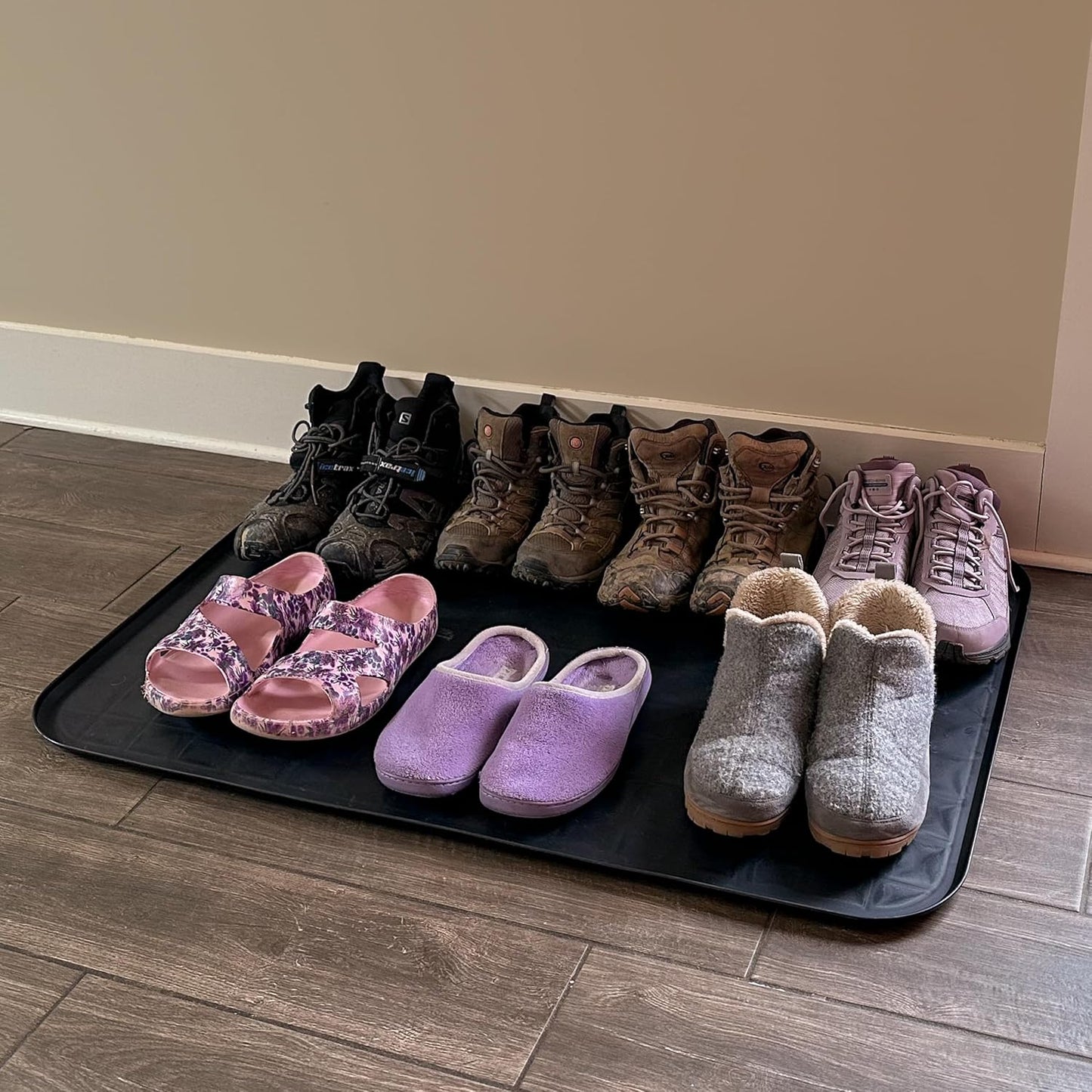 Scepter AM2PK06951 Extra Large Utility Drip Tray, Heavy Duty Automotive Garage Mat, Pet Food Mat, and Washing Machine Pan, 25-Inch W x 37-Inch L x 0.5-Inch D, Black, 2-Pack