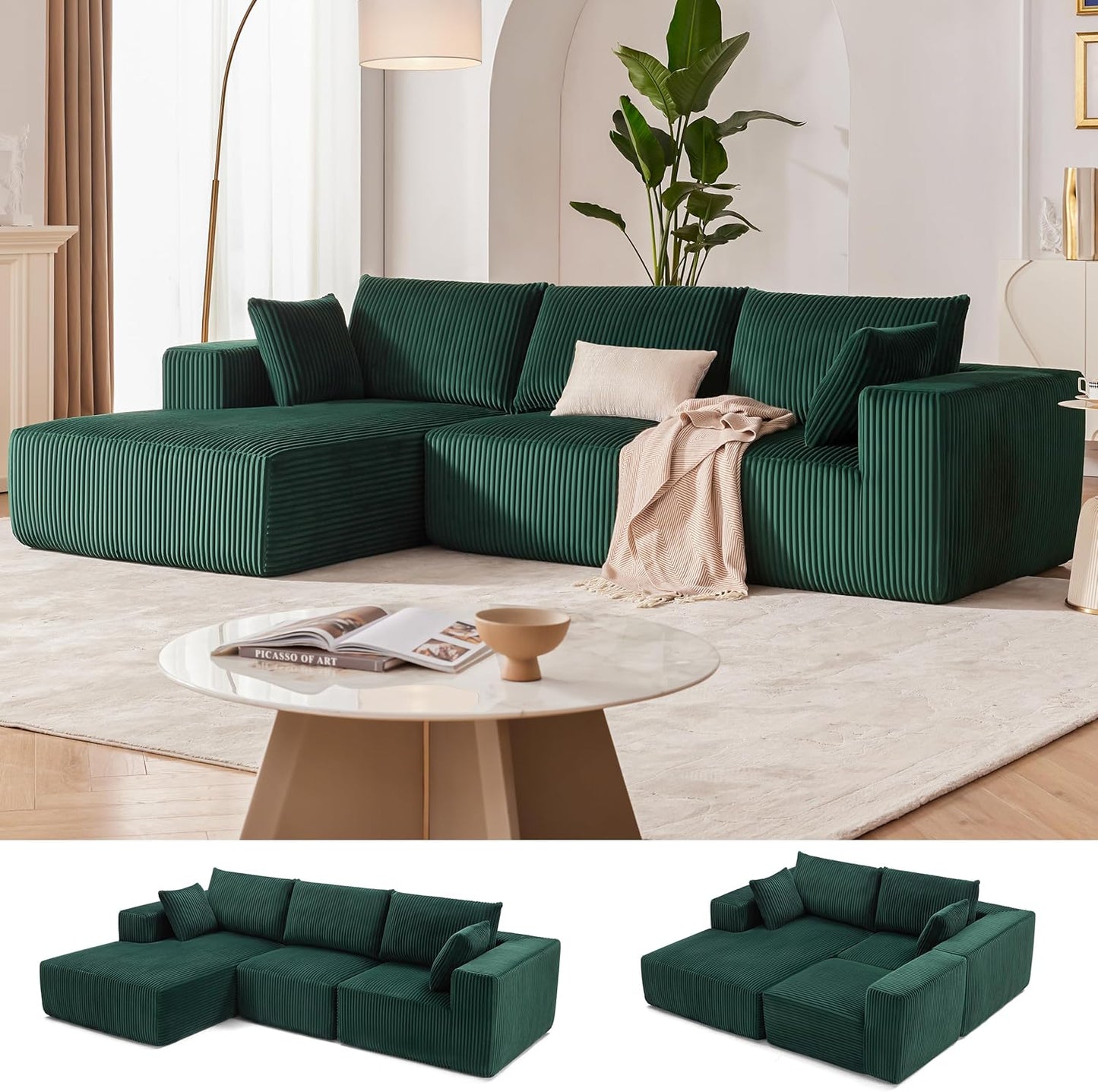 108” Modular Sectional Sofa, Cloud Sectional Couch with Deep Seat, Modern Modular L-Shape Sofa Couch with Chaise,Upholstered Couches for Living Room Bedroom (Beige, Left Facing Chaise)