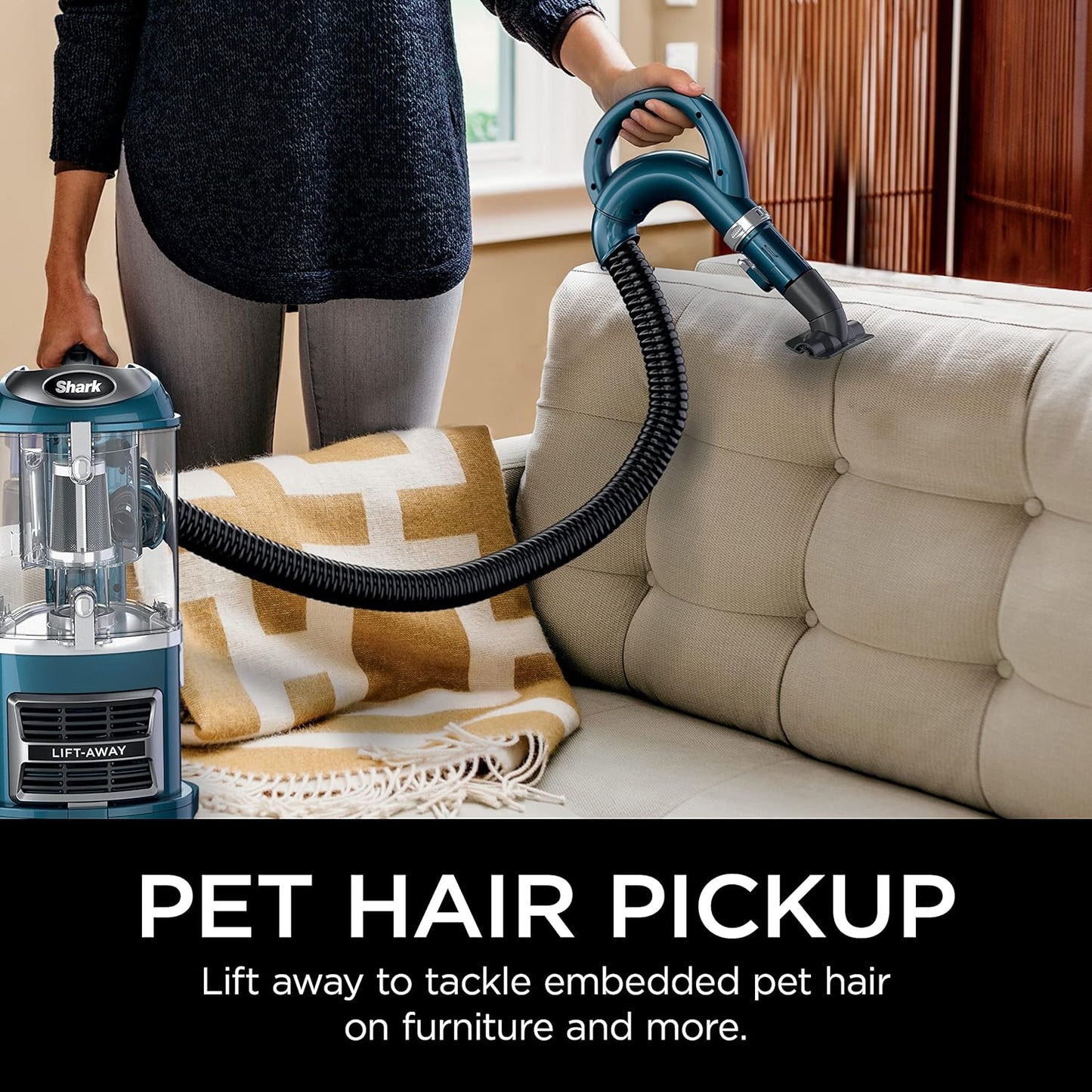 Shark Upright Vacuum, Navigator Lift-Away with Self-Cleaning Brushroll, HEPA Filter, Swivel Steering, Upholstery Tool & Pet Crevice Tool, Perfect for Pets & Multi-Surface, Teal, ZU503AMZ