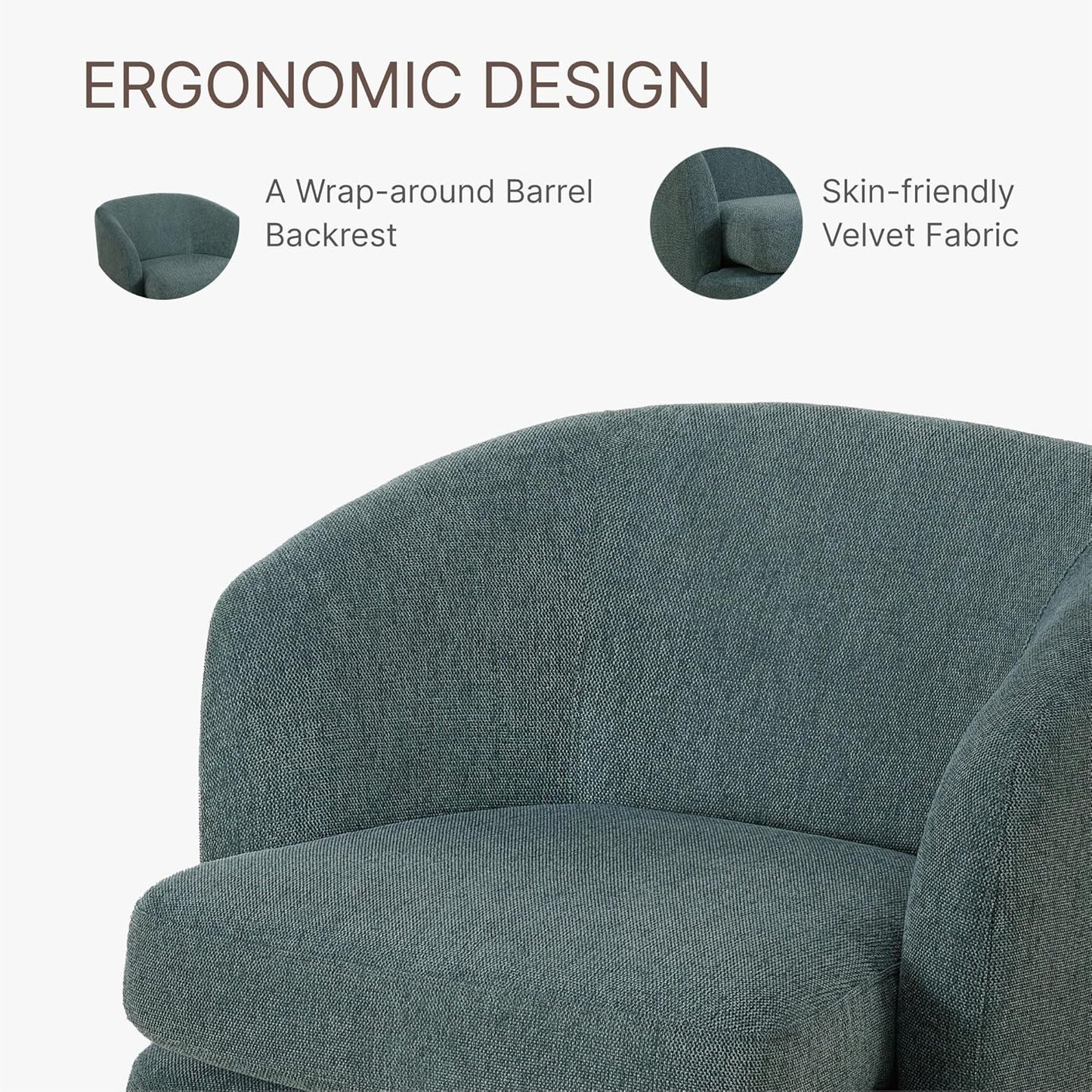 Swivel Accent Chair Modern Barrel Armchair with Wood Base for Bedroom Reading Waiting Living Room,1 PCS