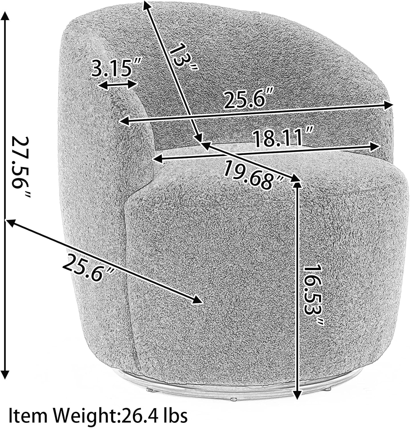 360 Degree Swivel Accent Chairs Living Room Chair, Chenille Fabric Lounge Chair Comfy Armchair Barrel Chair with Wide Upholstered for Bedroom, Reading Room, Office, Waiting Rooms, Green