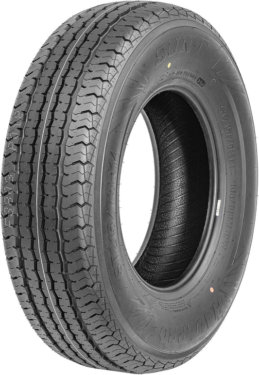 SunF HaulPro Single Radial Trailer Tires ST185/80R13, Load Range D w/Scuff Guard, 8 Ply