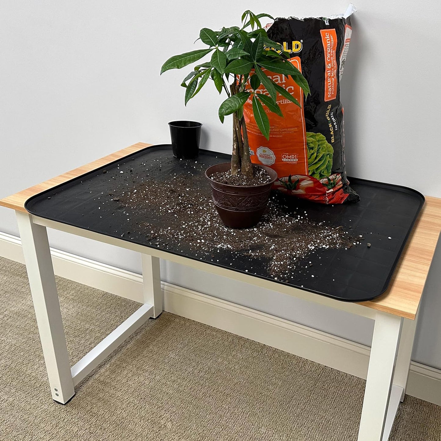 Scepter AM2PK06951 Extra Large Utility Drip Tray, Heavy Duty Automotive Garage Mat, Pet Food Mat, and Washing Machine Pan, 25-Inch W x 37-Inch L x 0.5-Inch D, Black, 2-Pack