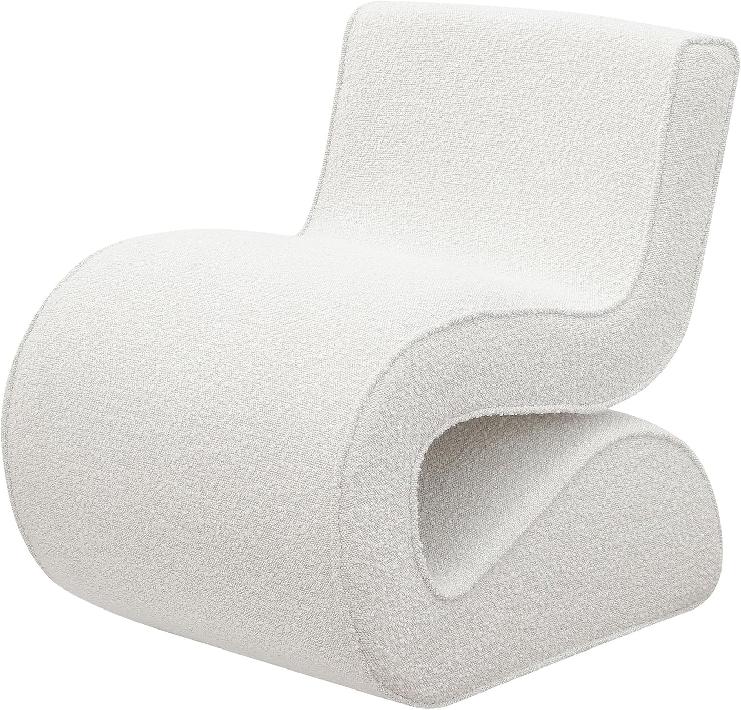 Coaster Home Furnishings - Ronea - Boucle Upholstered Armless Curved Accent Chair with Sinuous Form, Padded Seat and Thick Foam Cushion - Living Room - Cream - 903154