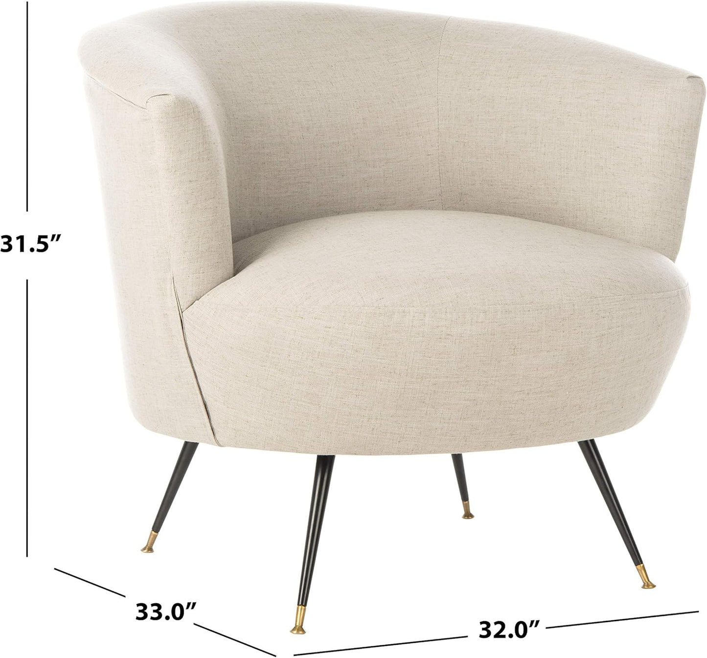 Safavieh Home Arlette Mid-Century Retro Light Grey Velvet Accent Chair