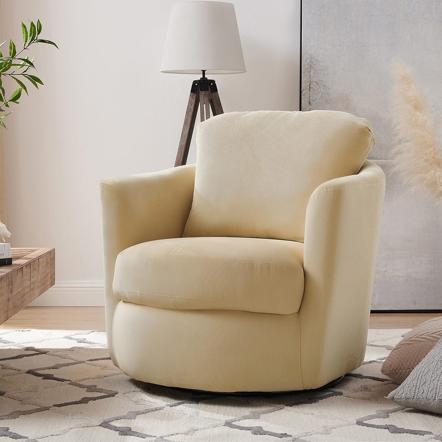Art Leon Barrel Chair - Modern Chenille Upholstered Swivel Accent Chair, Round Chair Single Sofa Chair for Living Room Bedroom Lounge, Blue