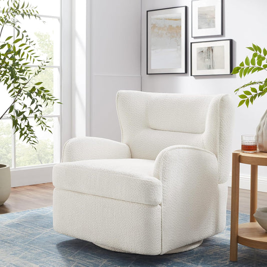 Swivel Accent Chair,Modern 31.50" Upholstered Armchair, Comfy Boucle Accent Chair for Living Room,Bedroom, Corner, Reading Nook (White Boucle)