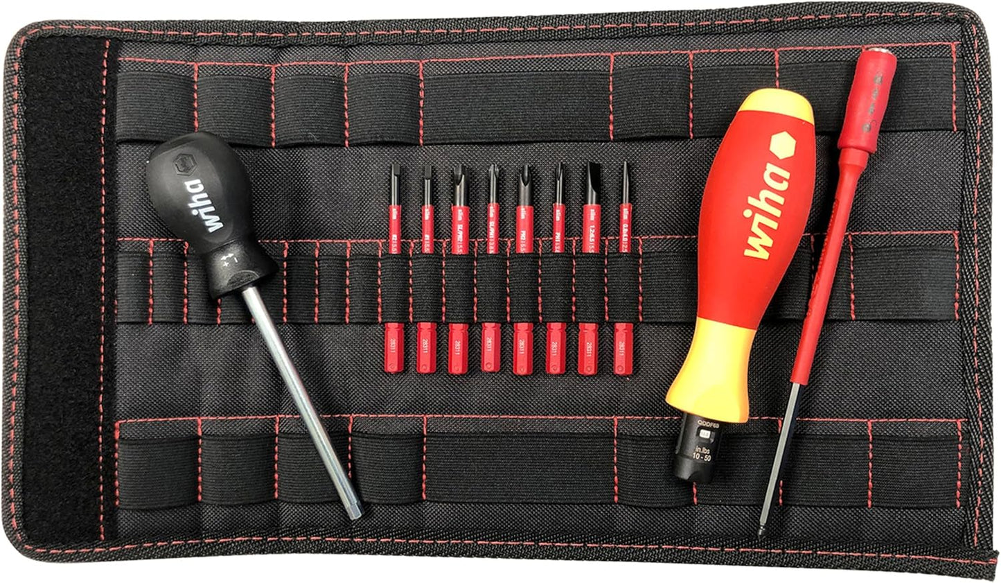 Wiha 28789 11 Piece Insulated TorqueVario-S (10-50 In/lbs) and SlimLine Blade Set