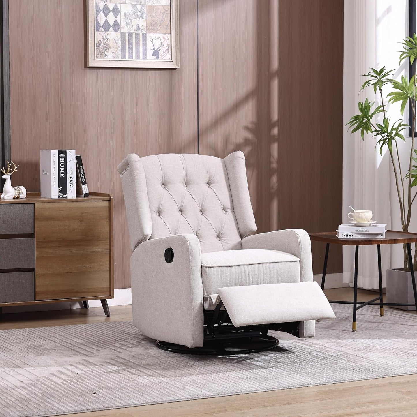 Rocking Recliner Chair,360 Degree Swivel Nursery Rocking Chair,Glider Chair,Modern Small Rocking Swivel Recliner Chair for Bedroom,Living Room Chair Home Theater Seat (Coffee)