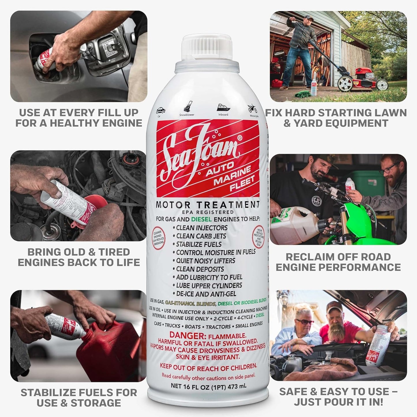 Sea Foam Motor Treatment Fuel & Oil Additive, SF16, 16 oz, Pack of 6